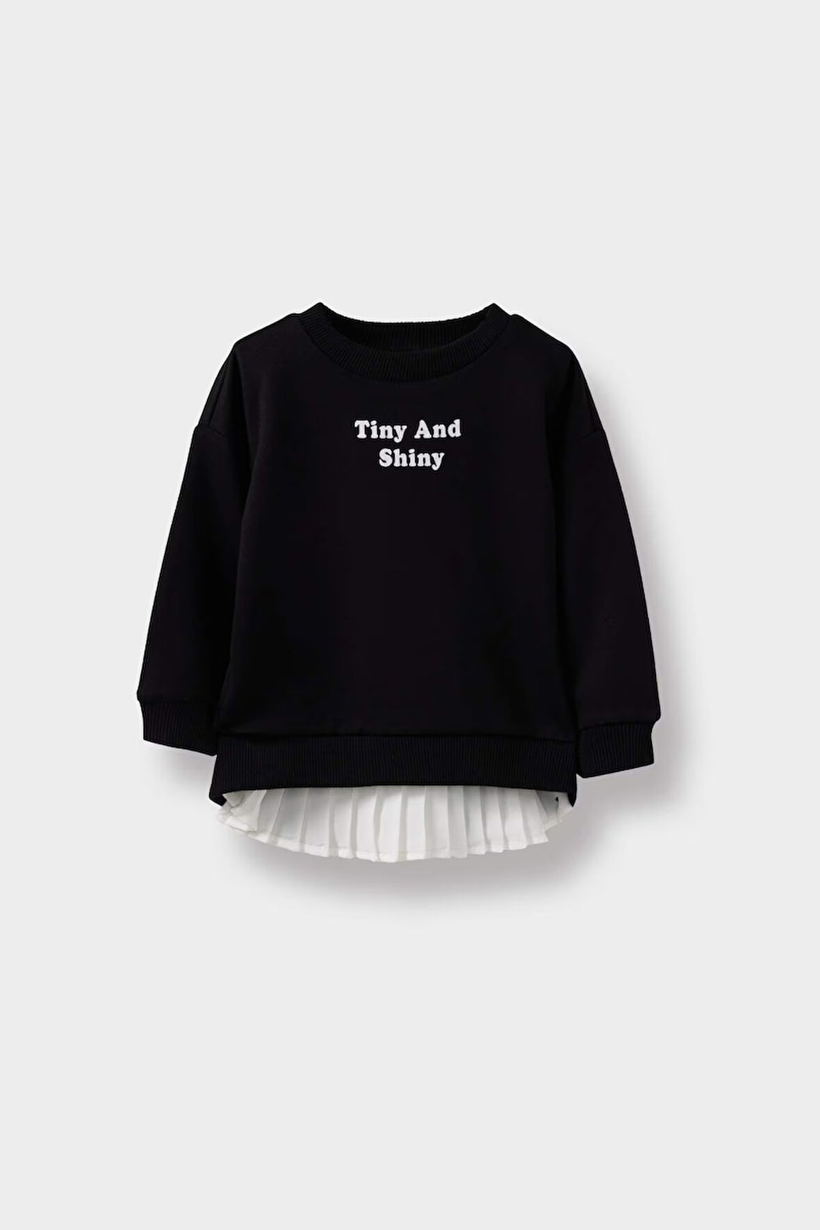 Kız Bebek Bisiklet Yaka Baskılı İçi Yumuşak Tüylü Sweatshirt