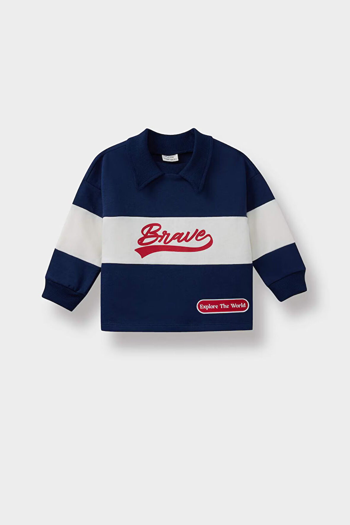 Erkek Bebek Gömlek Yaka Baskılı Sweatshirt