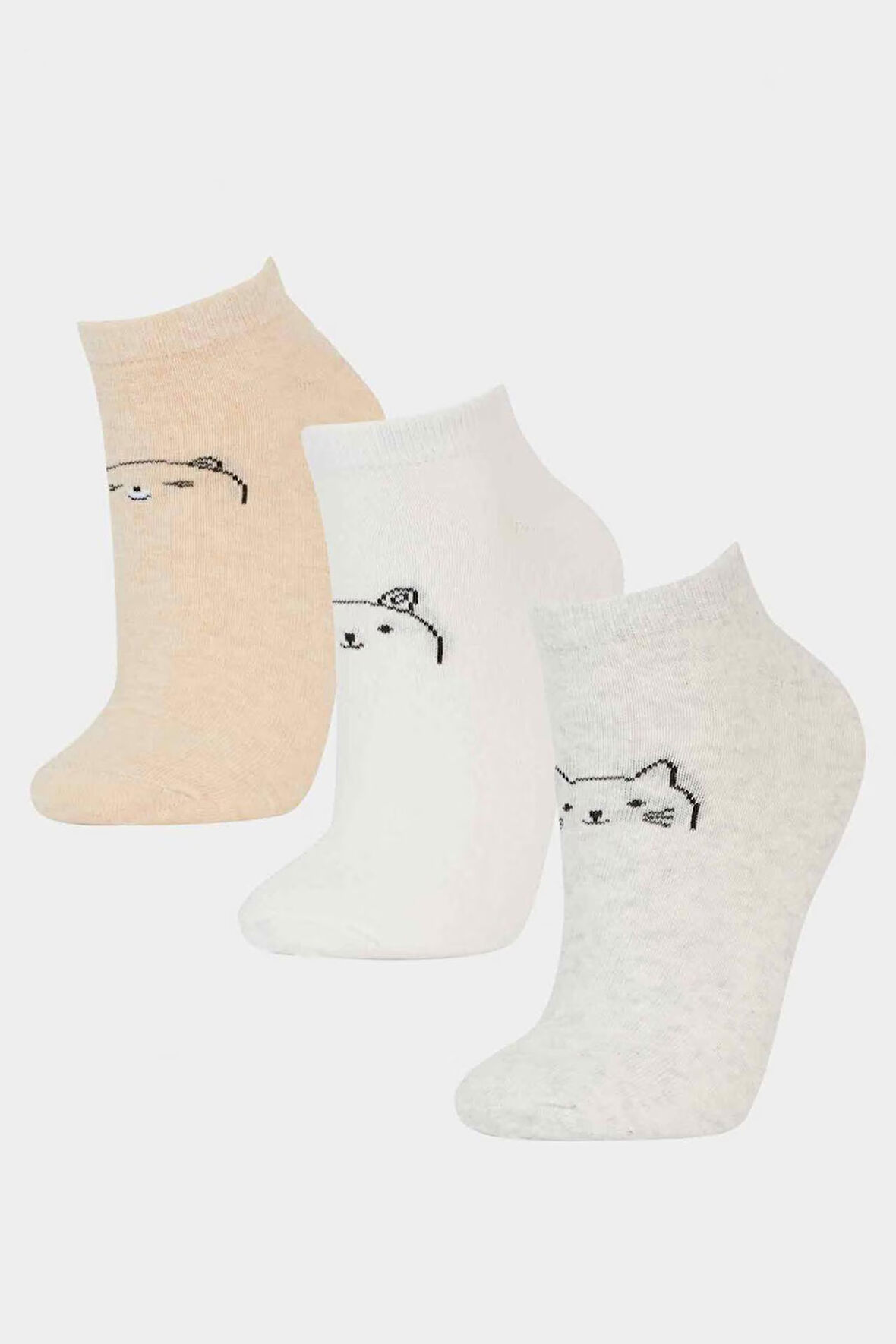 Kadın 3'lü Pamuklu Patik Çorap