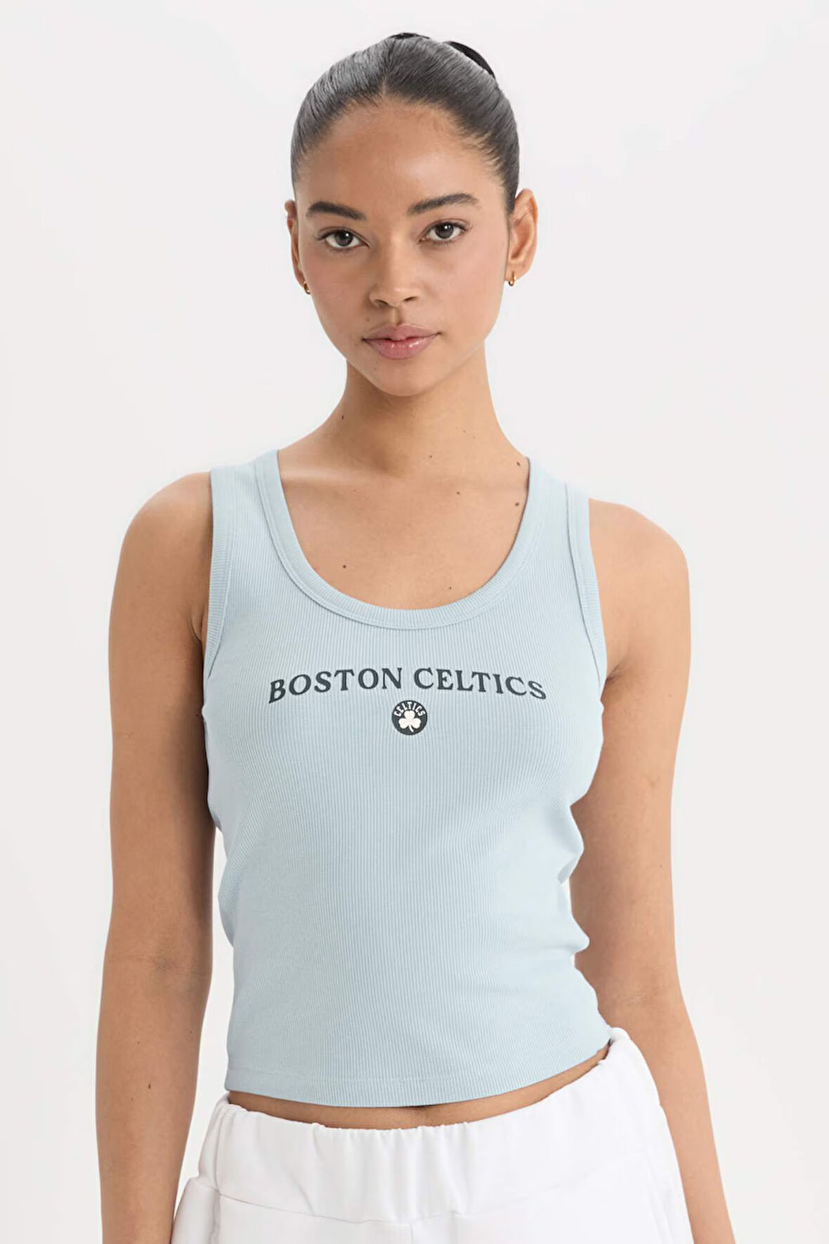 DeFactoFit NBA Boston Celtics Slim Fit Bisiklet Yaka Fitilli Kaşkorse Atlet E3611AX25SMBE824