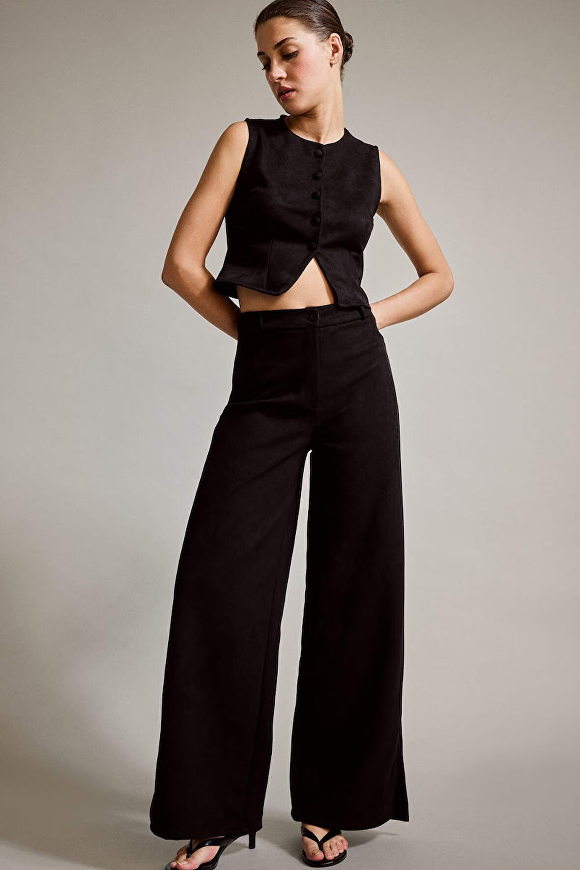 Wide Leg Geniş Bol Paça Süet Pantolon