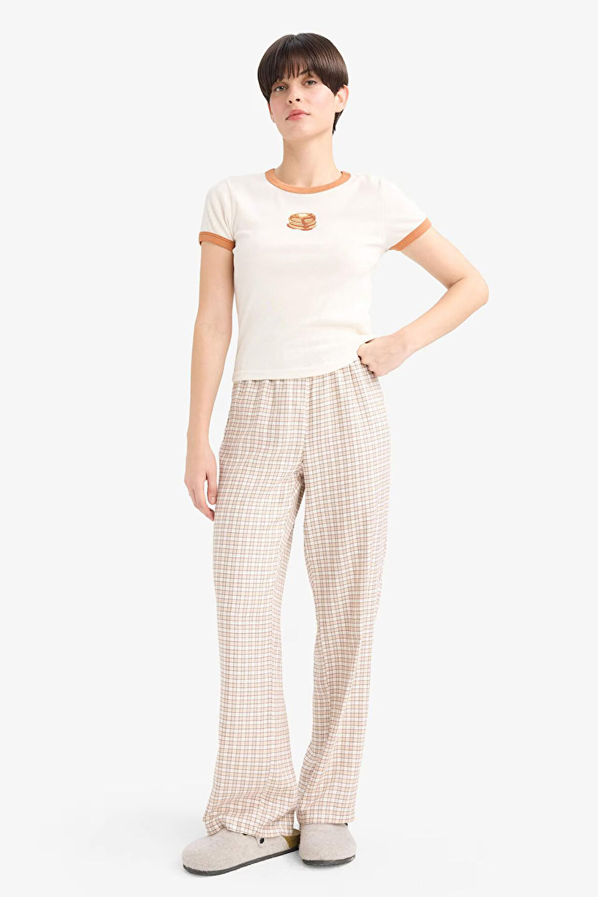 Regular Fit Uzun Kareli Pijama Altı-Fall in Love