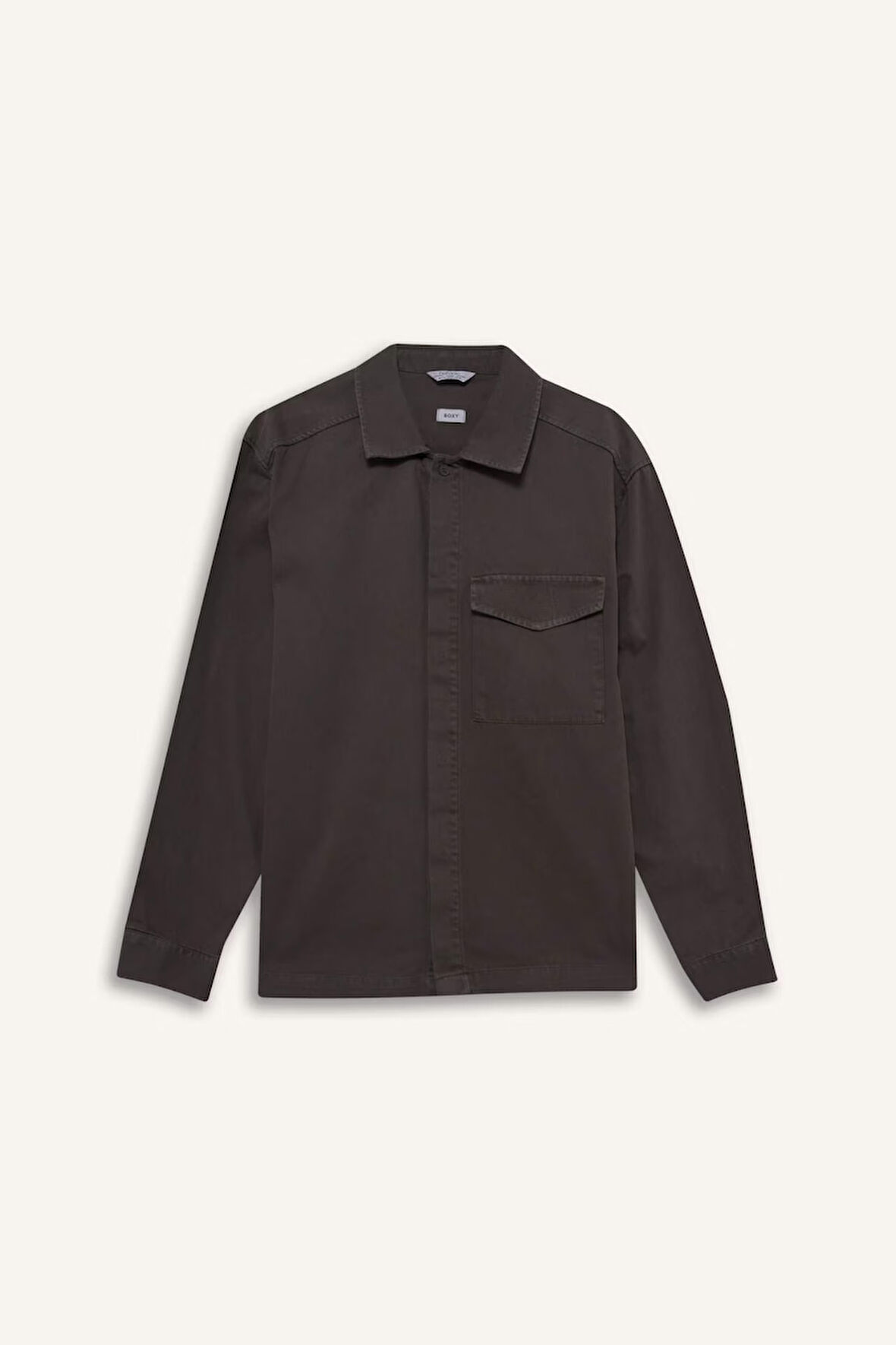 Boxy Fit Gömlek Yaka Gabardin Uzun Kollu Gömlek