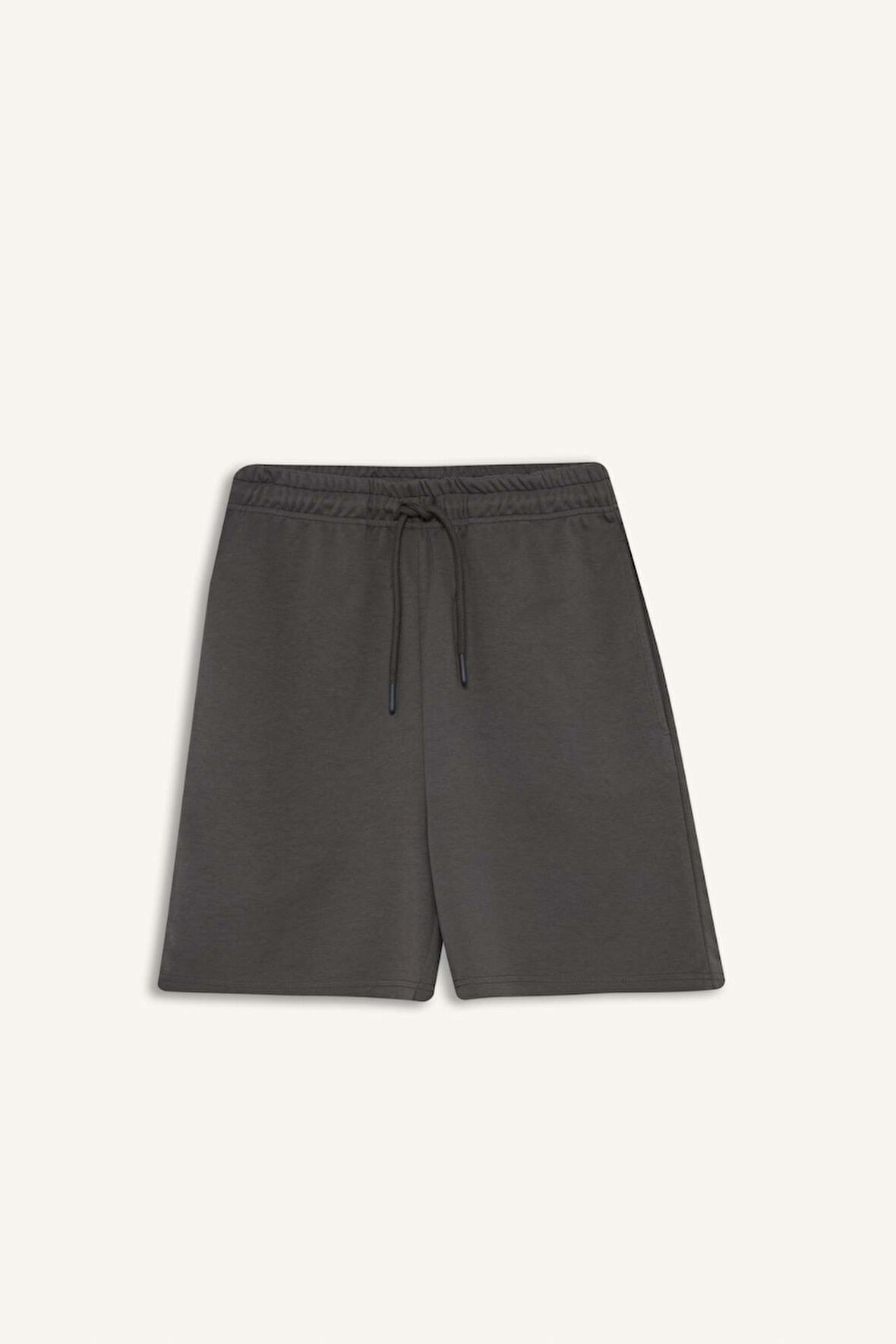 Beli Bağcıklı Basic Düz Bermuda Şort