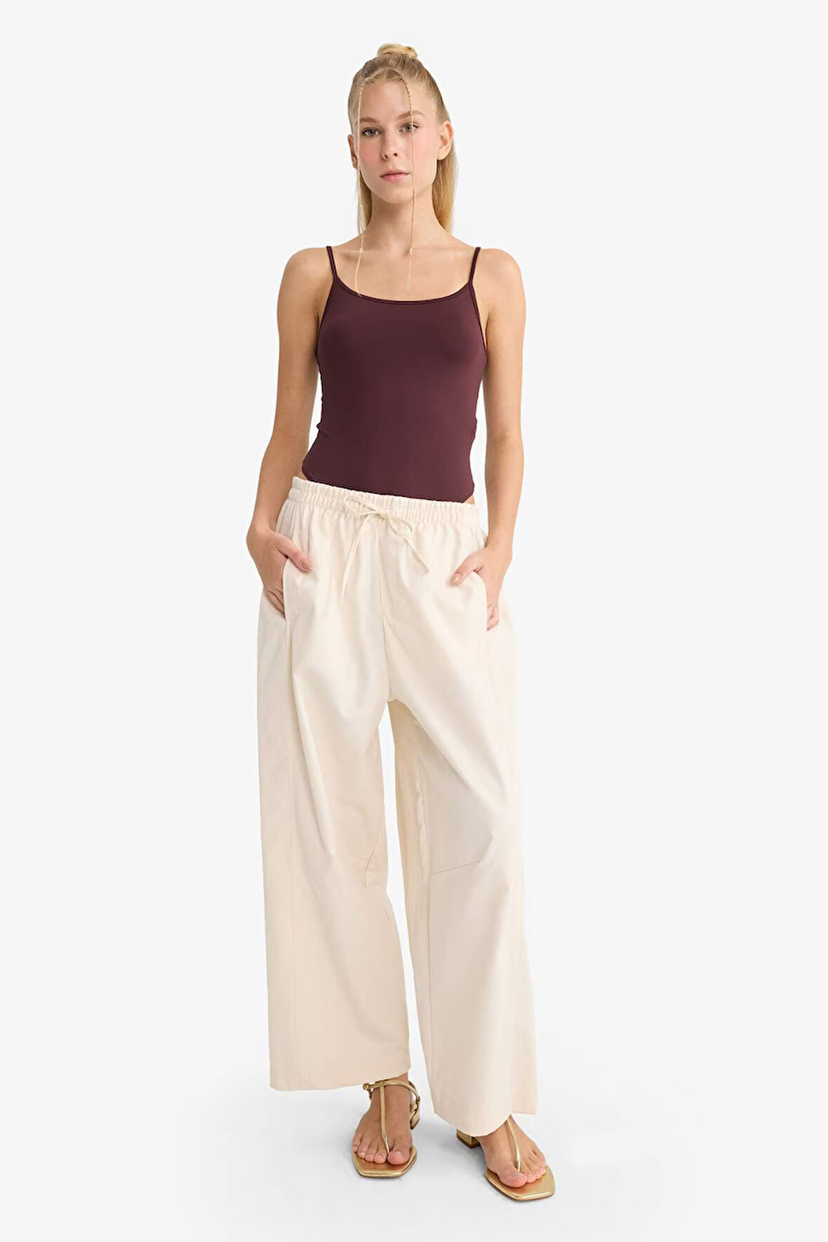 Coool Barrel Fit Normal Bel Gabardin Pantolon