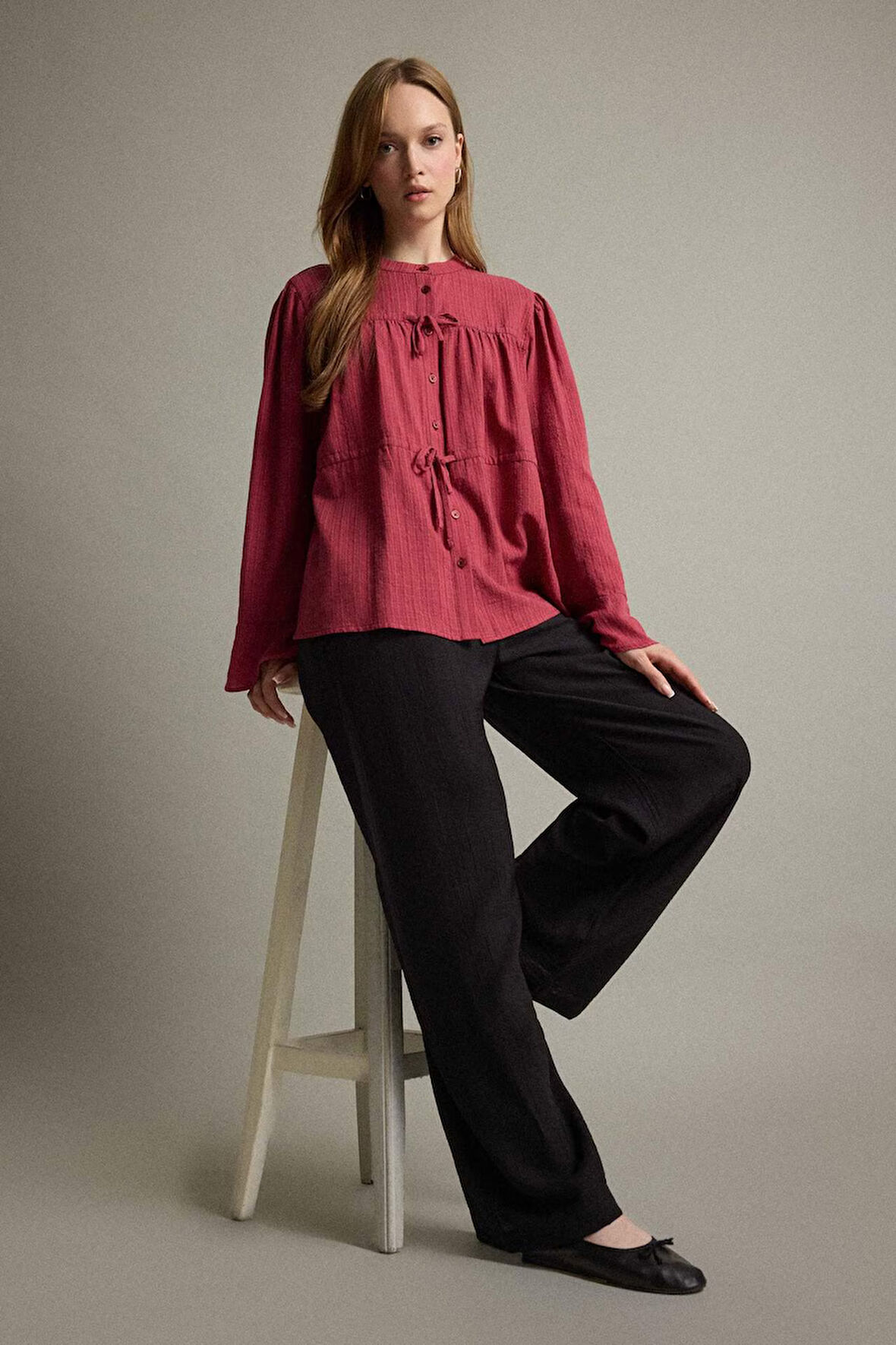 Regular Fit Krinkıl Kumaş Pantolon