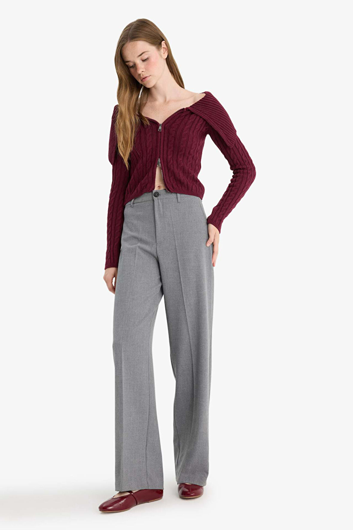 Straight Fit Fleto Cepli Normal Bel Standart Boy Pantolon