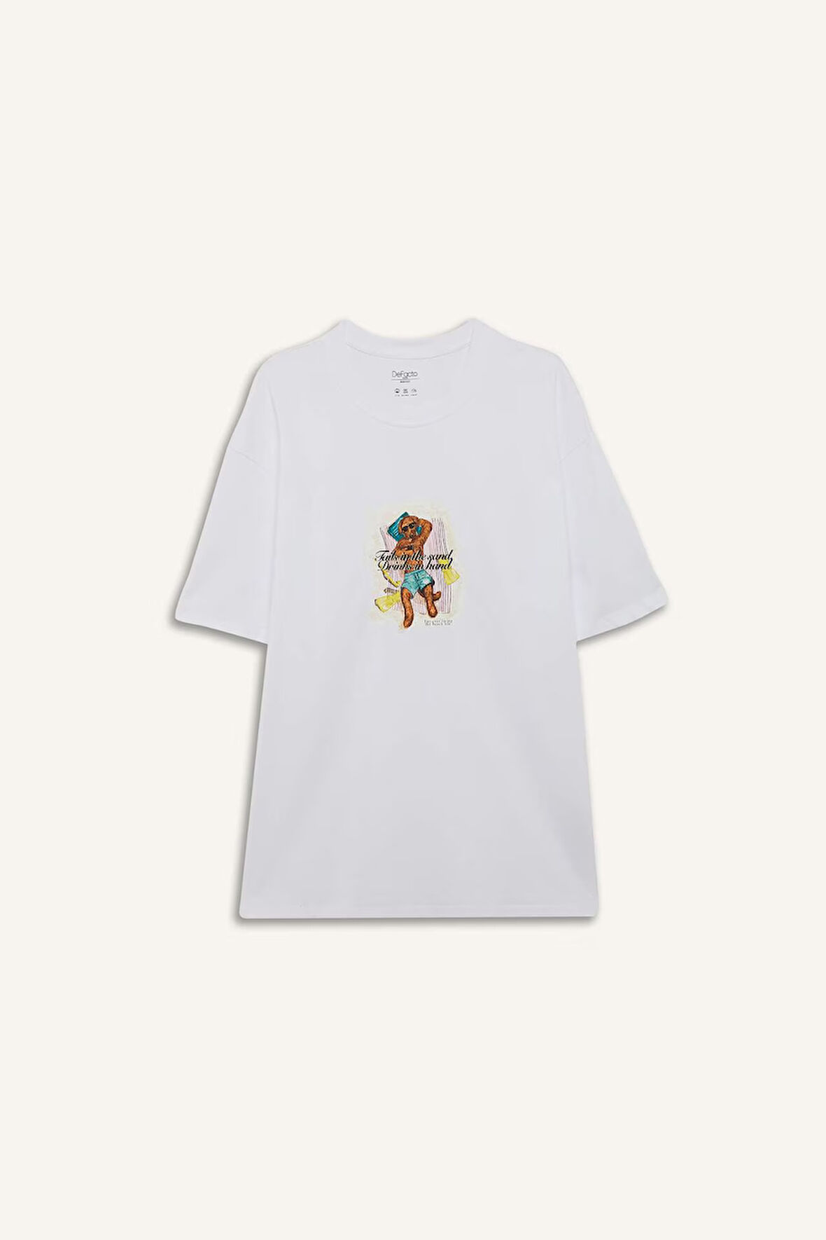 Boxy Fit Bisiklet Yaka Baskılı Kısa Kollu Tişört