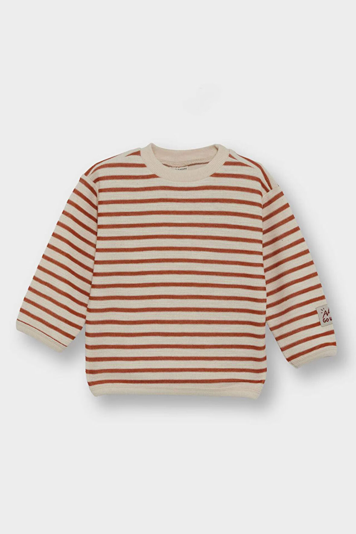 Erkek Bebek Bisiklet Yaka Çizgili Sweatshirt