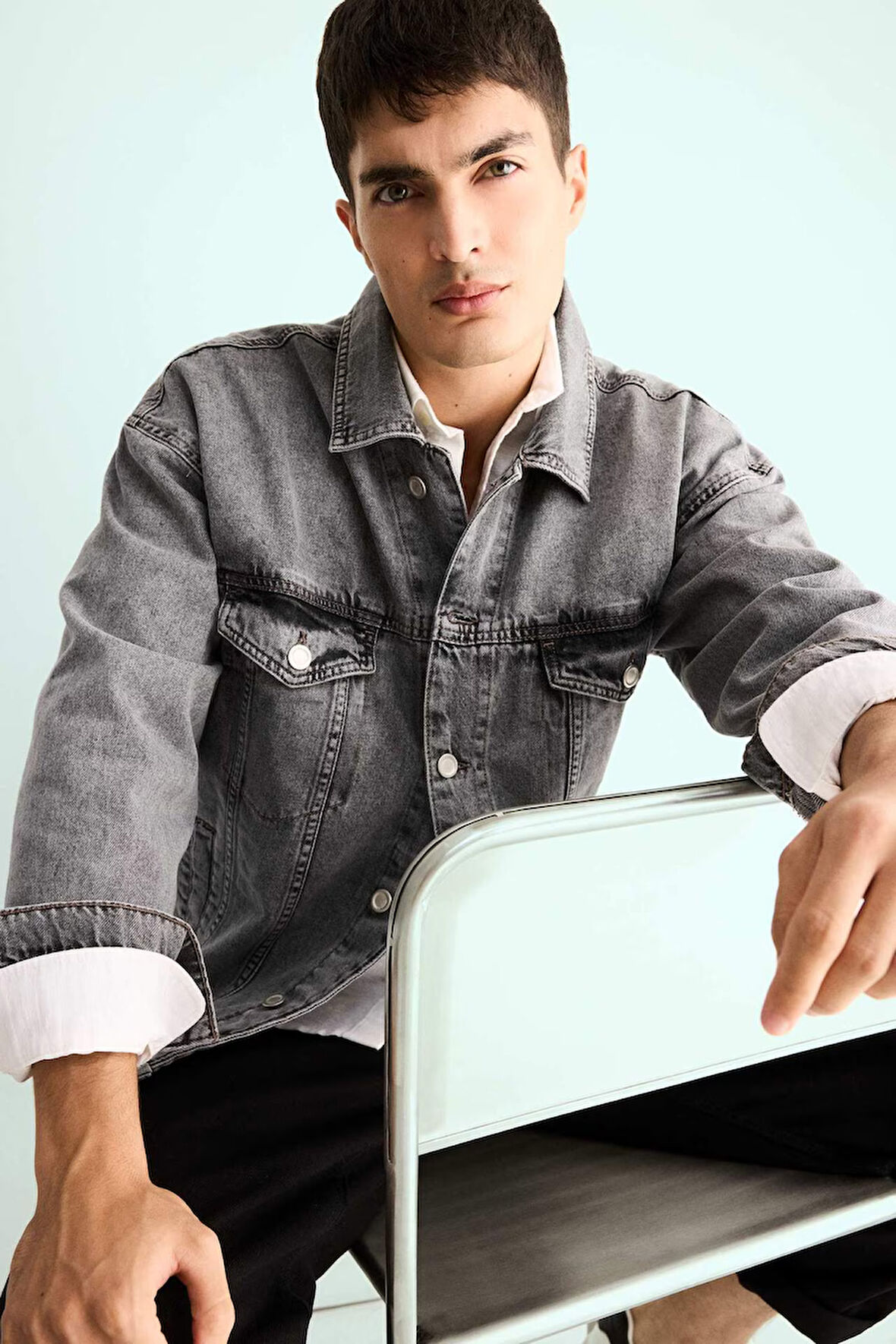 Oversize Geniş Kalıp Düğmeli Denim Ceket