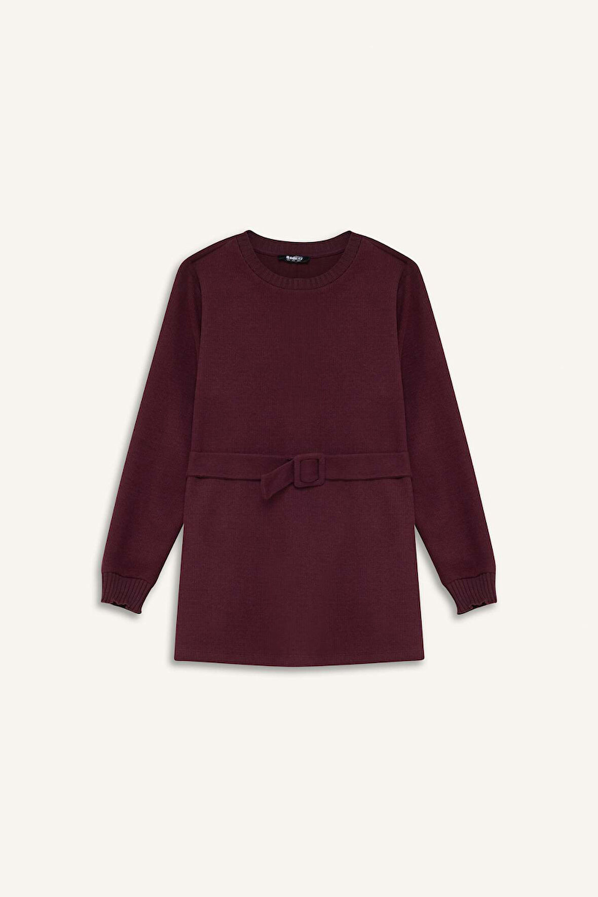 Regular Fit Bisiklet Yaka İçi Yumuşak Tüylü Selanik Kumaş Uzun Kollu Tunik