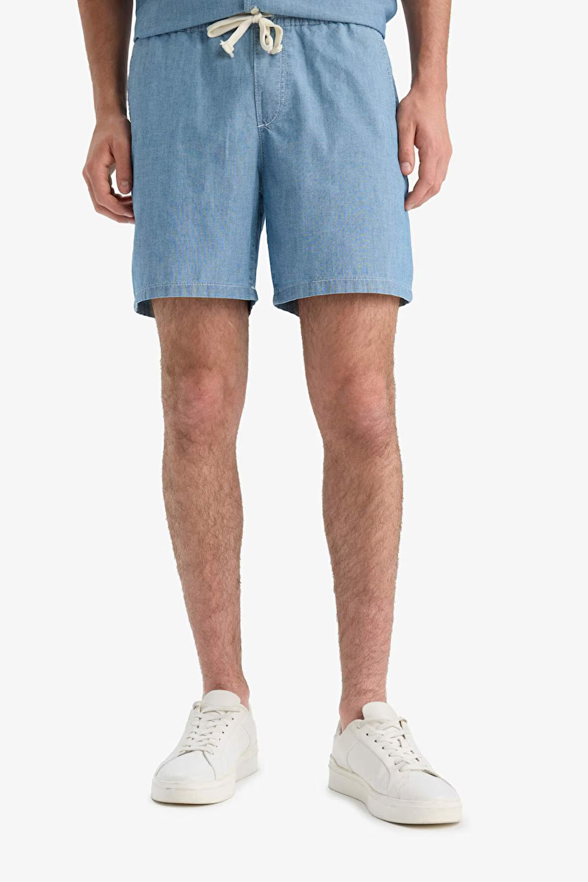 Yazlık %100 Pamuk Beli Lastikli Relax Fit Rahat Jean Bermuda Şort