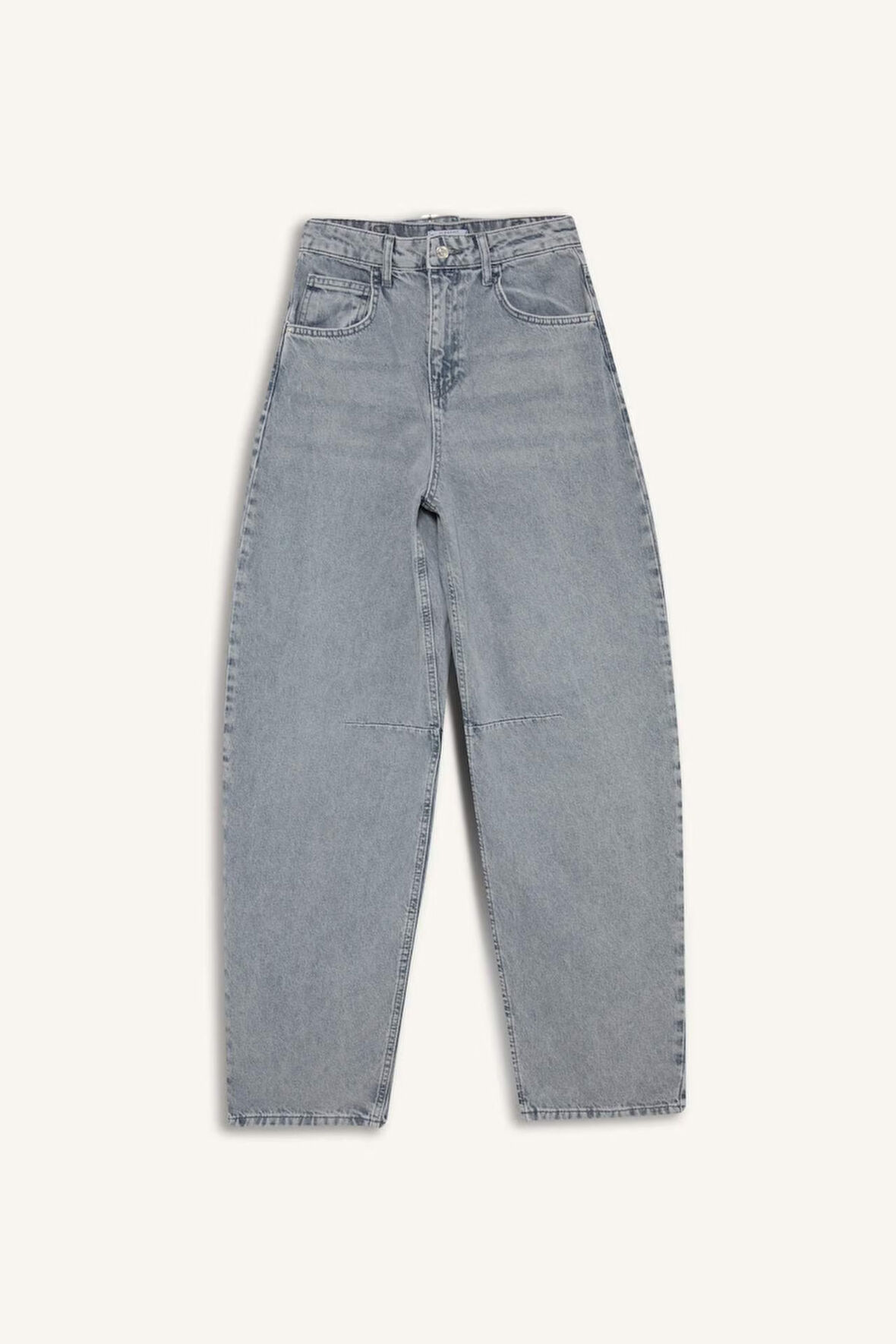 Baggy Fit Yüksek Bel Uzun Jean Yıkamalı Pantolon