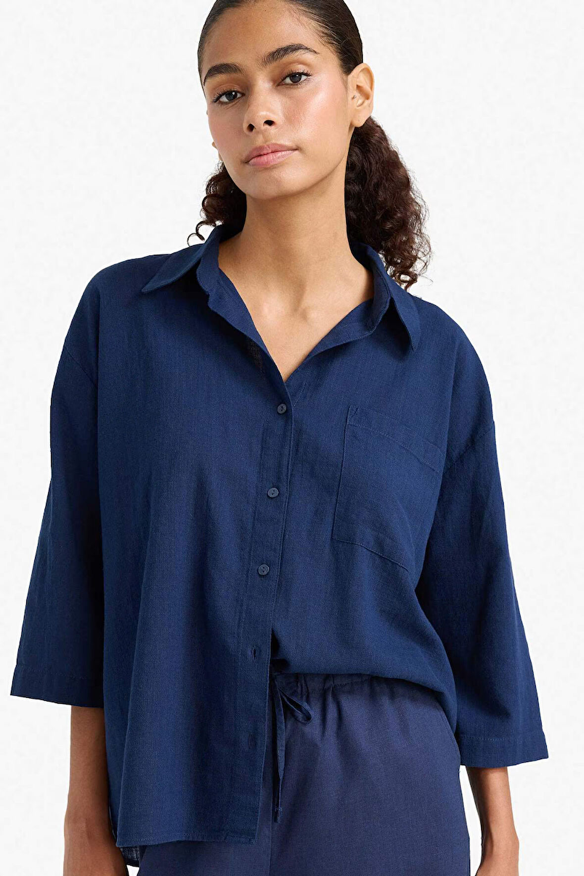 Oversize Geniş Kalıp Pamuklu Kısa Kollu Gömlek