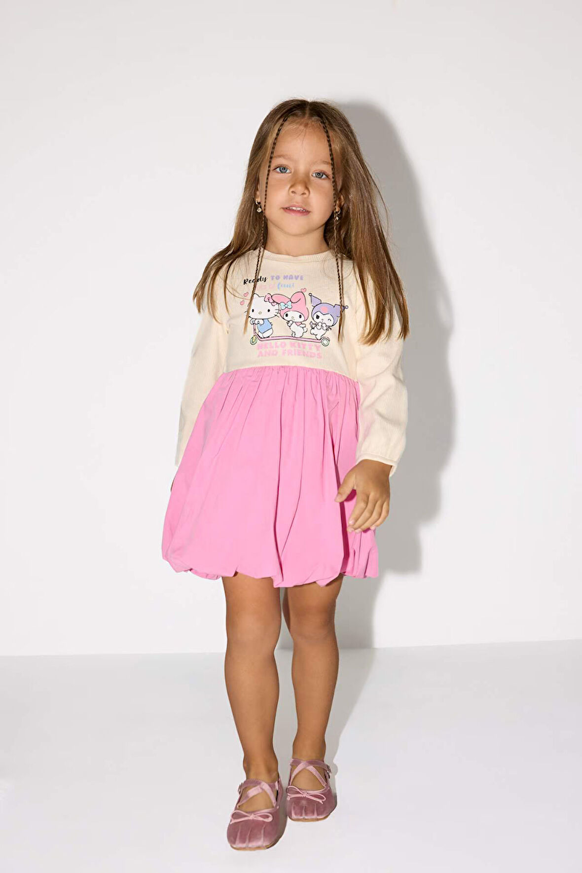 Kız Bebek Hello Kitty Uzun Kollu Fitilli Kaşkorse Elbise