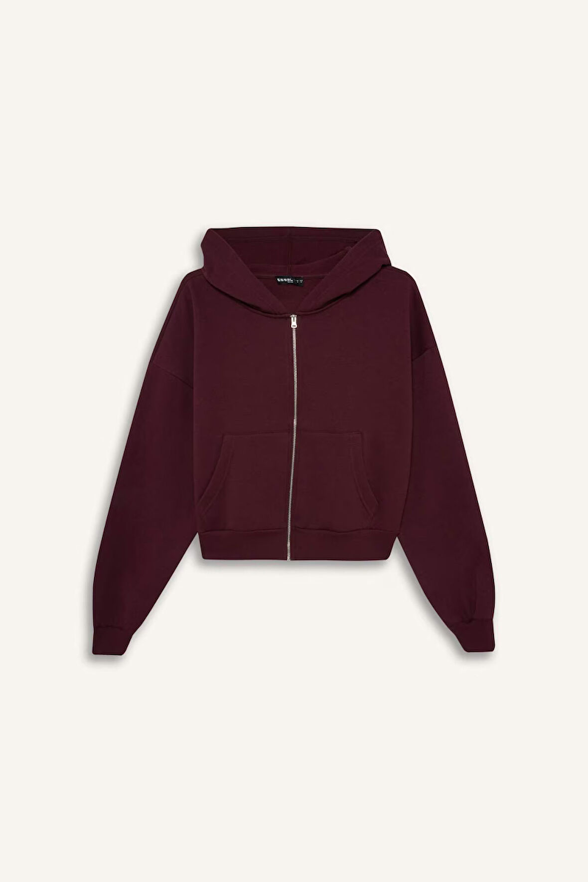 Coool Cropped Fit Kapüşonlu Kalın Fermuarlı Sweatshirt