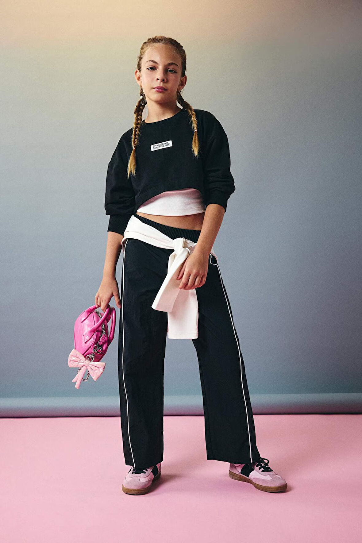 Kız Çocuk Wide Leg Esnek Bantlı Paça Paraşüt Pantolon