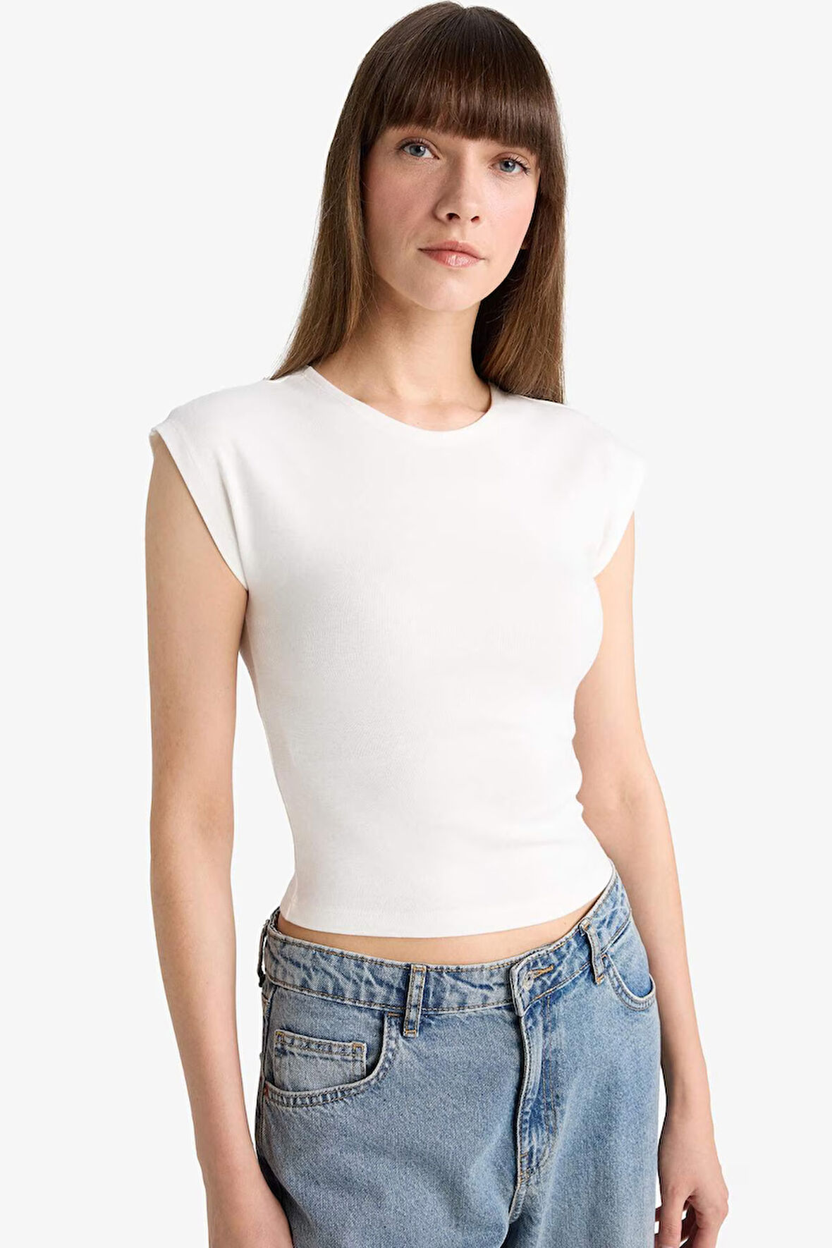 Slim Fit Dar Kesim Bisiklet Yaka Basic Düz Modal Kısa Kollu Tişört