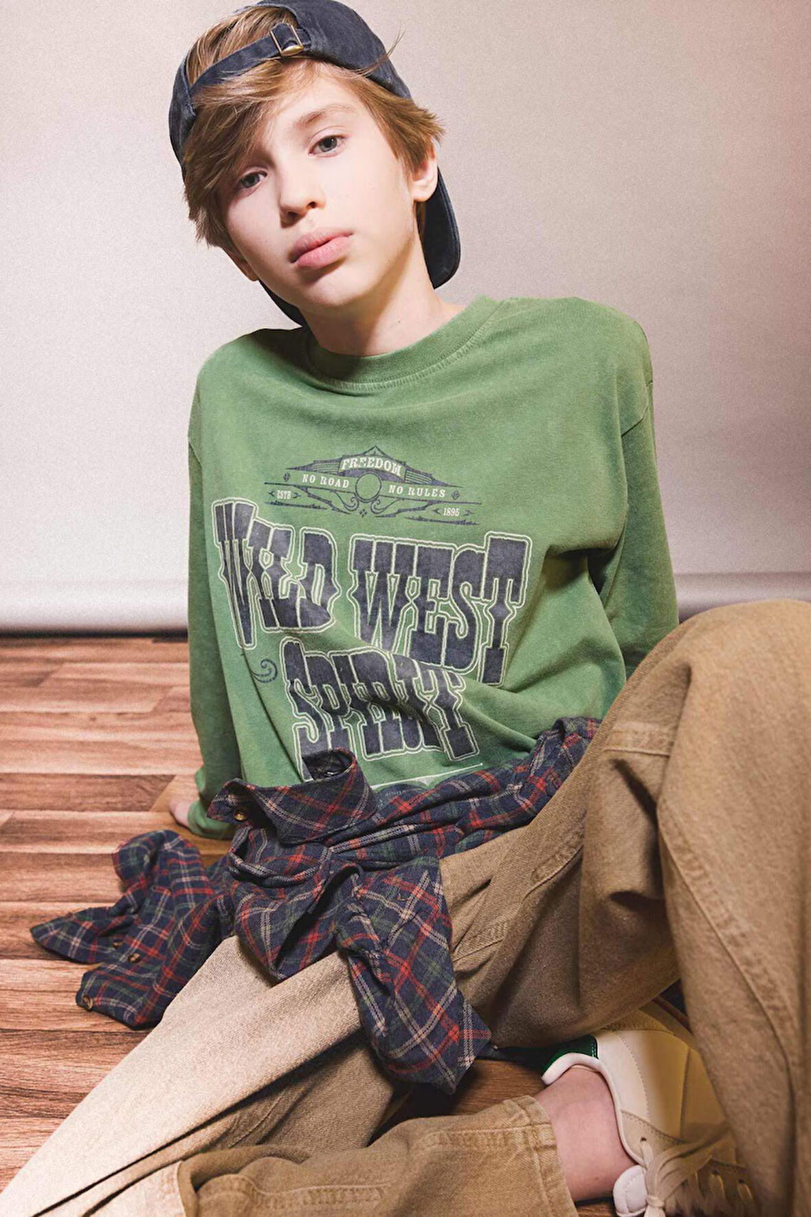 Erkek Çocuk Bisiklet Yaka Baskılı Uzun Kollu Tişört