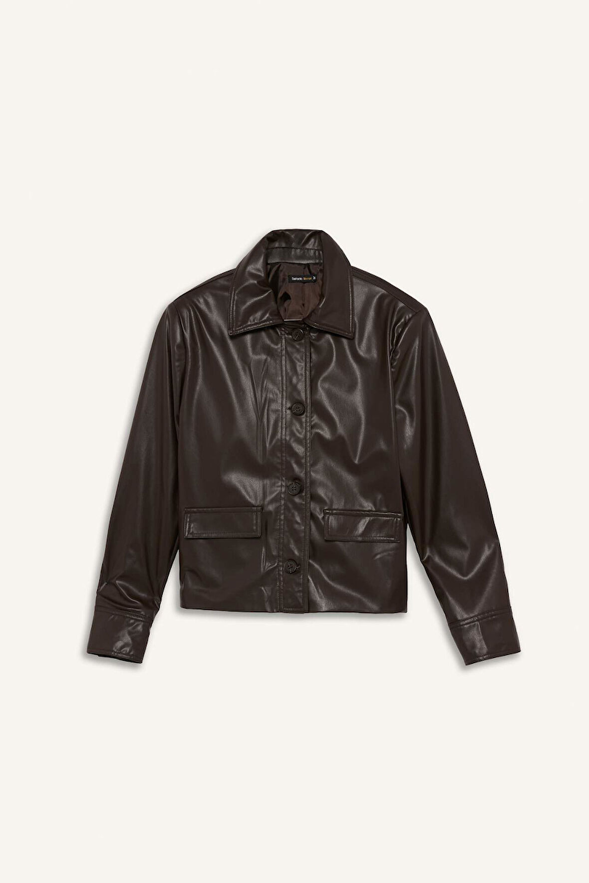 Regular Fit Bebe Yaka Suni Deri Blazer Ceket