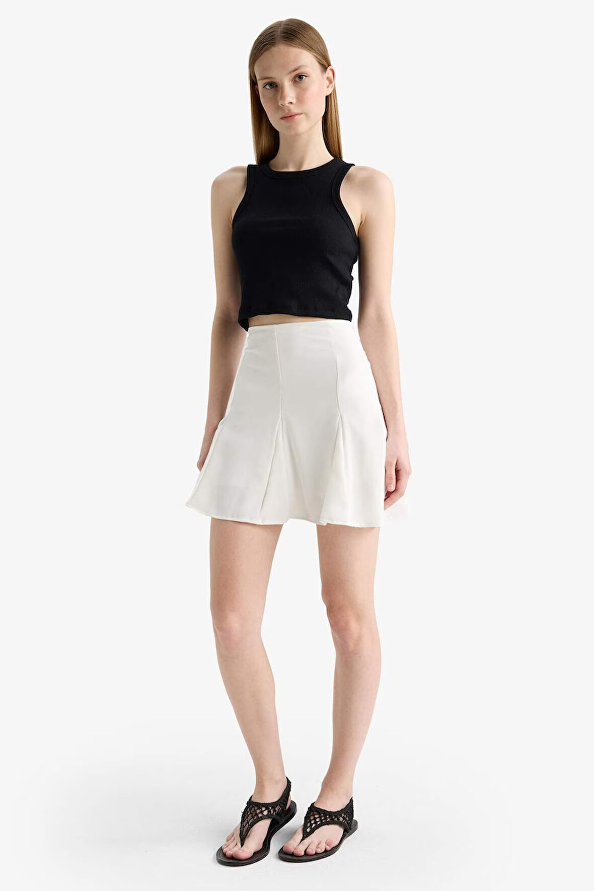 Coool A Kesim Normal Bel Penye Astar Krep Mini Etek