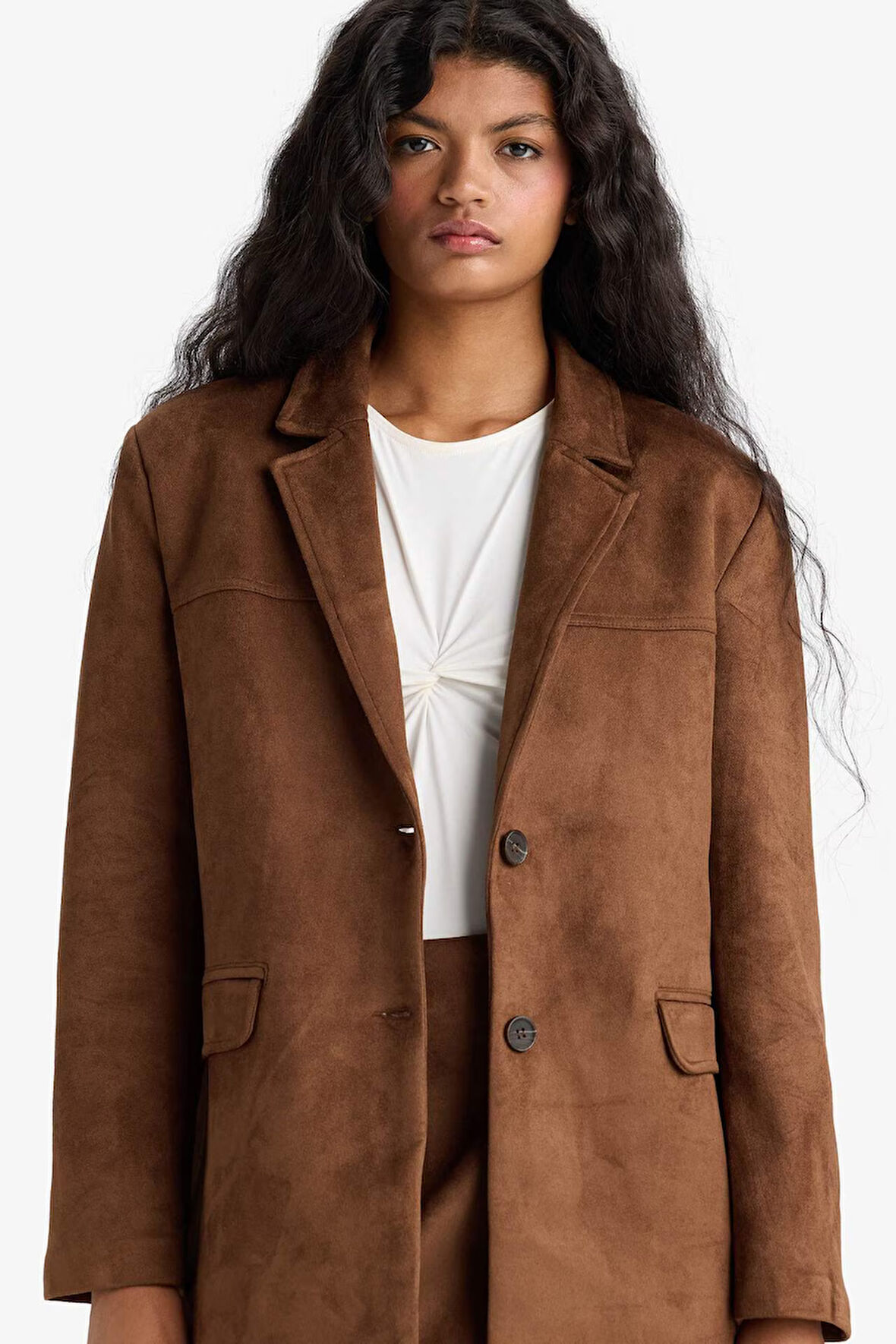 Regular Fit Ceket Yaka Süet Blazer Ceket