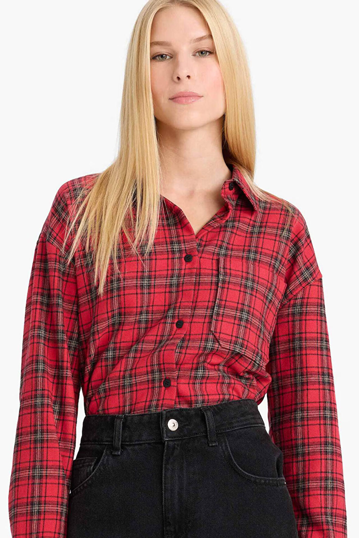 Coool Overshirt Fit Kareli Uzun Kollu Gömlek
