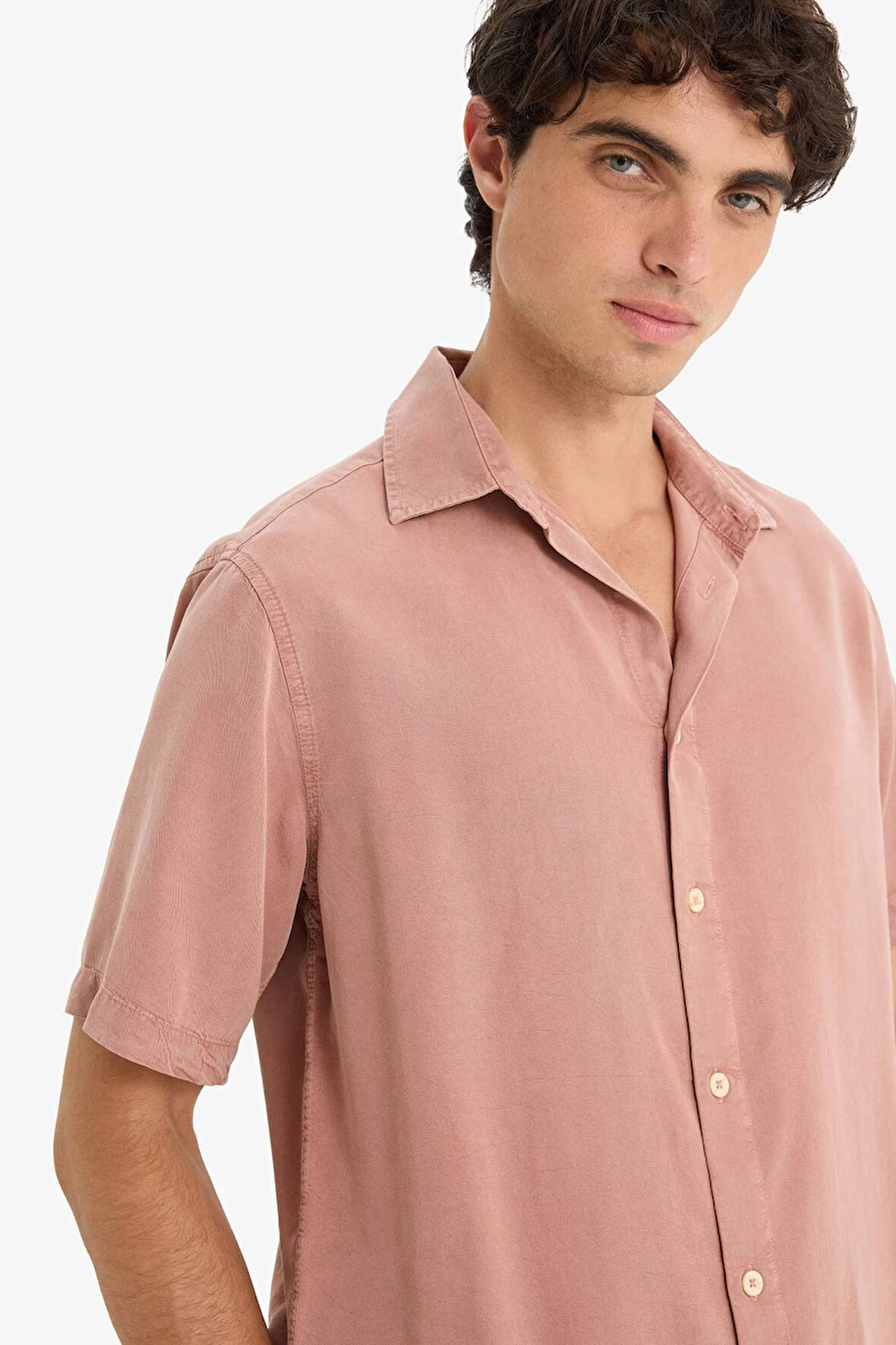 Regular Fit Tensel Kısa Kollu Gömlek