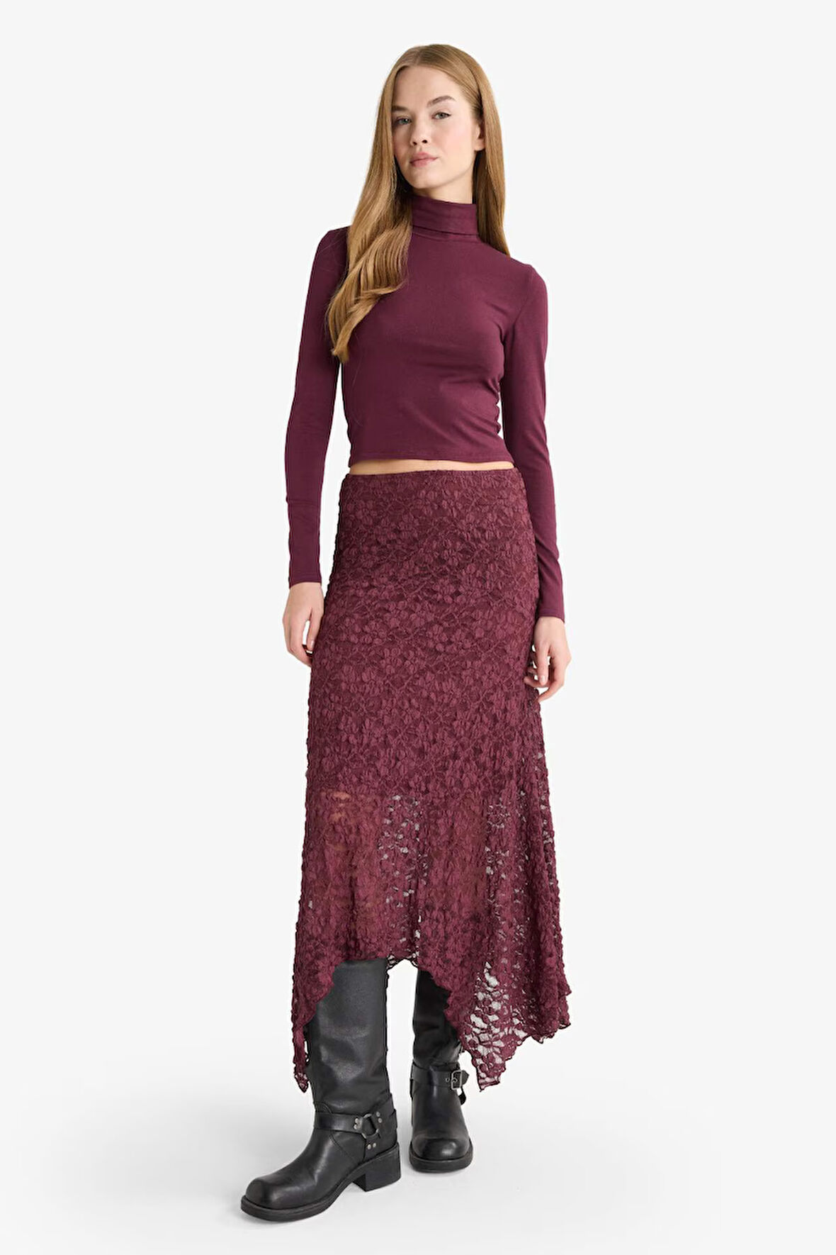 A Form Normal Bel Dantel Midi Etek