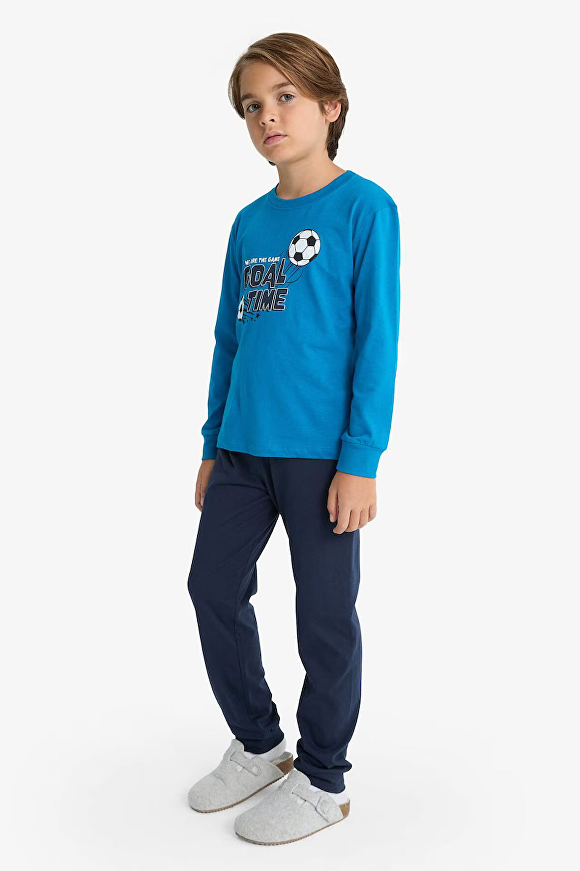 Erkek Çocuk Pijama Takımı Baskılı Uzun Kollu Üst Uzun Alt