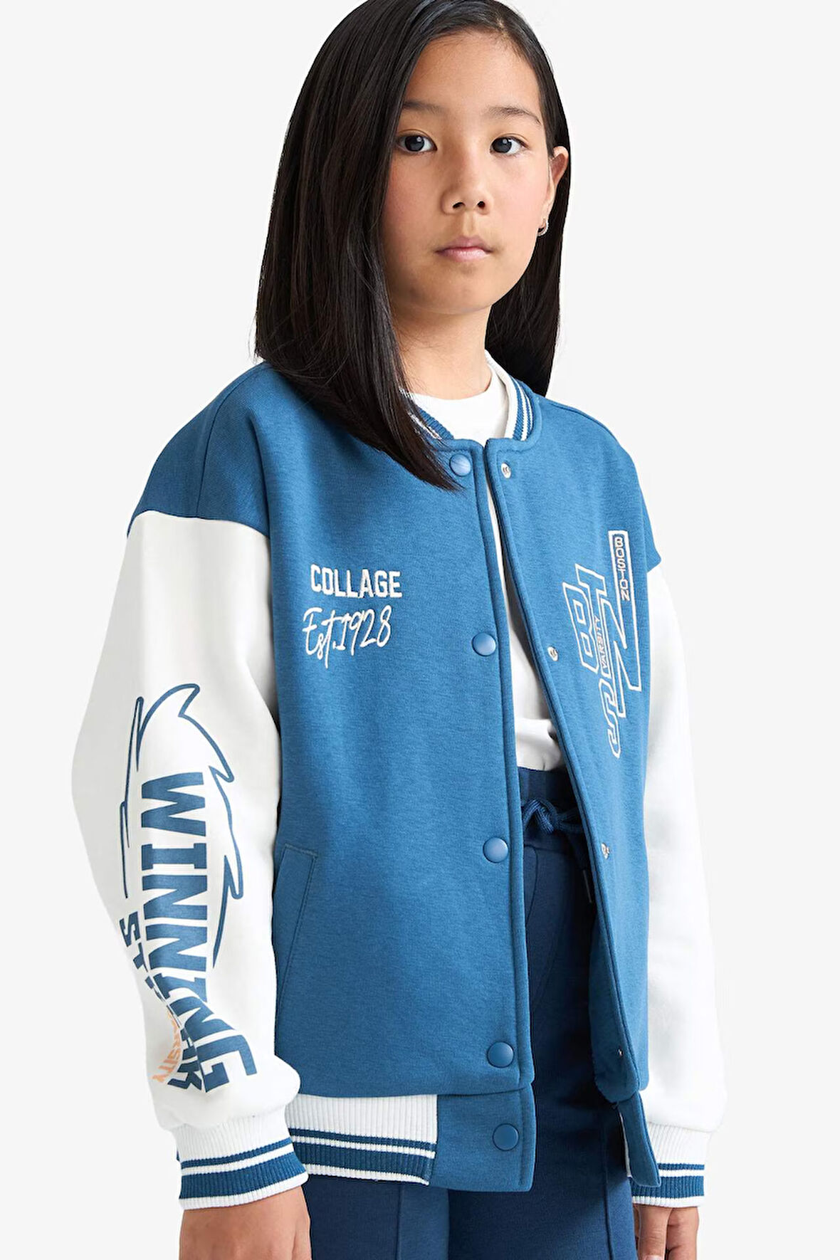 DeFacto Kız Çocuk Kolej Yaka Baskılı Bomber Hırka F1985A825AUBE376