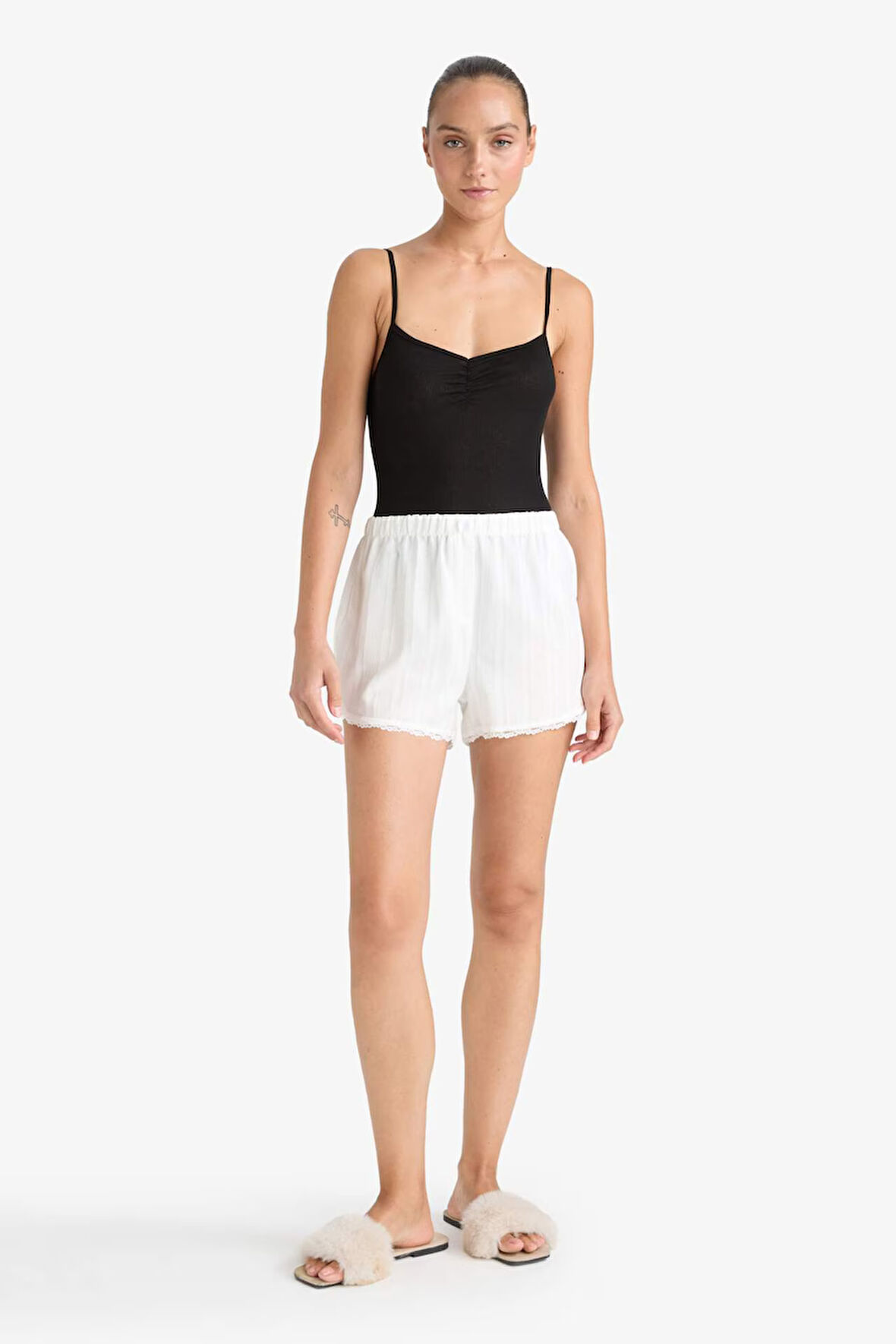 Regular Fit Beli Lastikli Şort Pijama Altı-Fall in Love