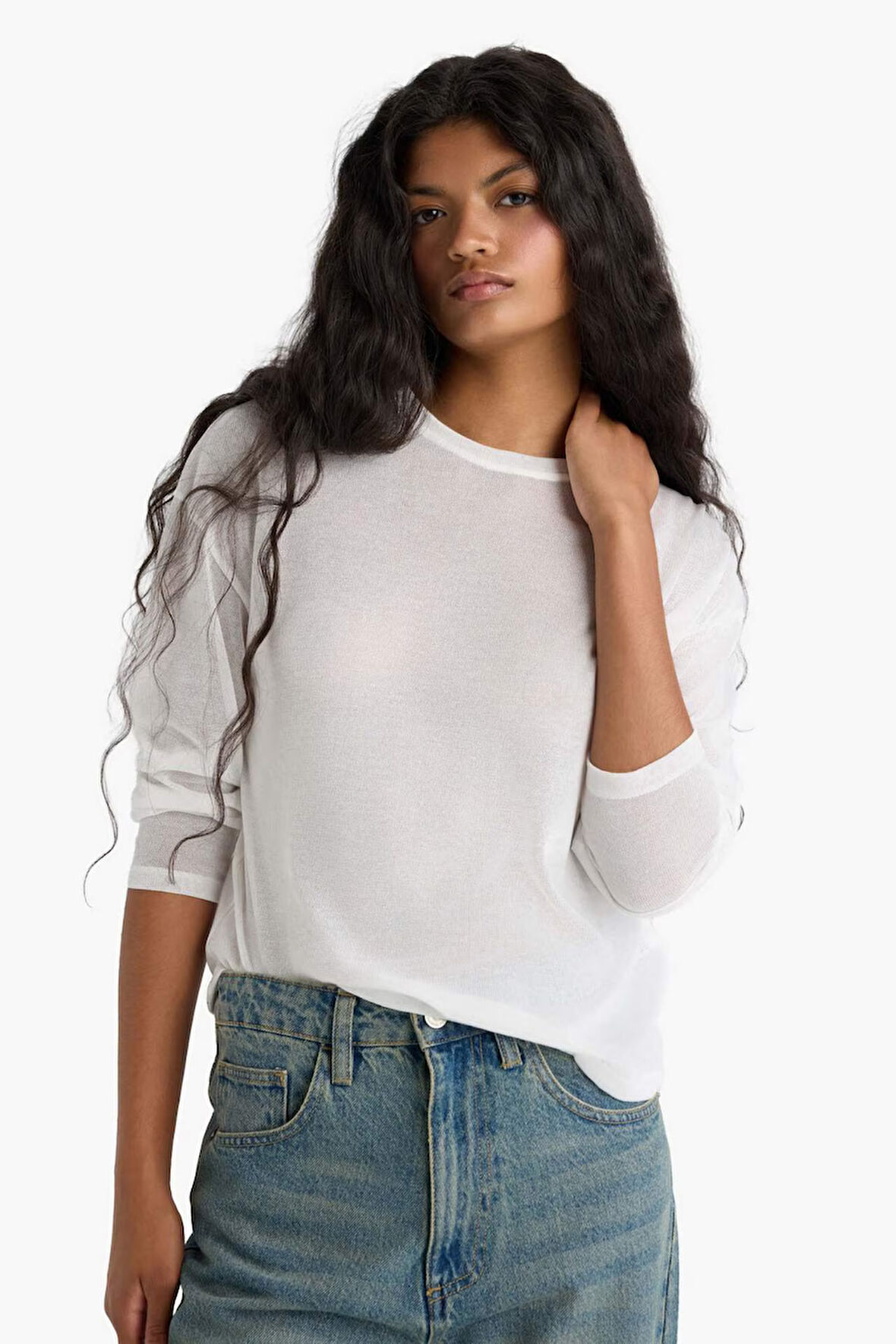 Relax Fit Bisiklet Yaka Uzun Kollu Tişört