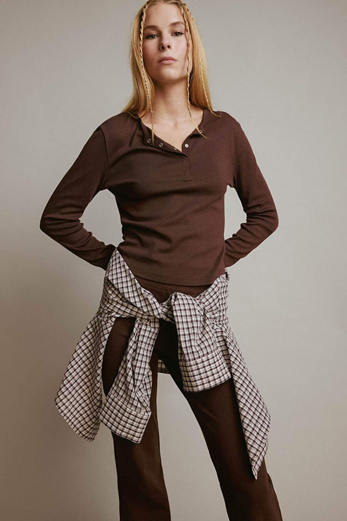 Coool Fitted Düğmeli Yaka Ribana Uzun Kollu Tişört