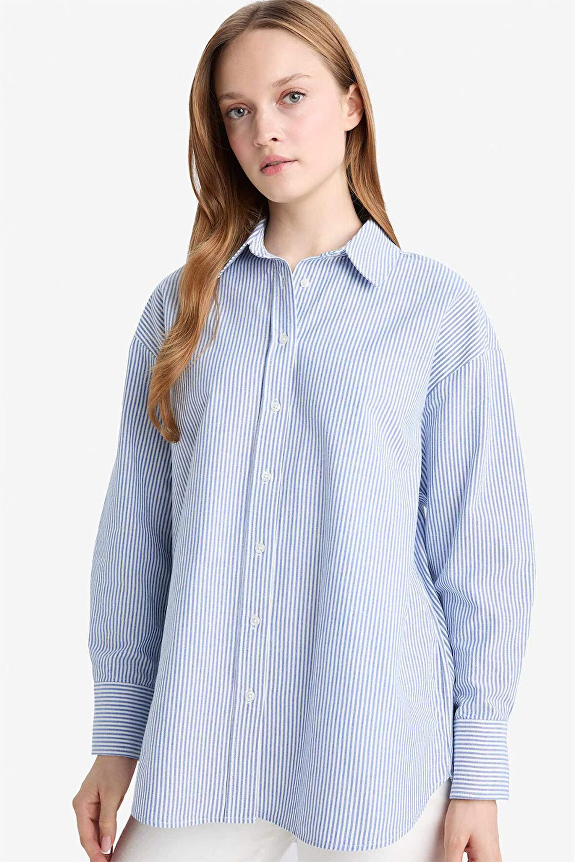 Relax Fit Gömlek Yaka Oxford Uzun Kollu Tunik