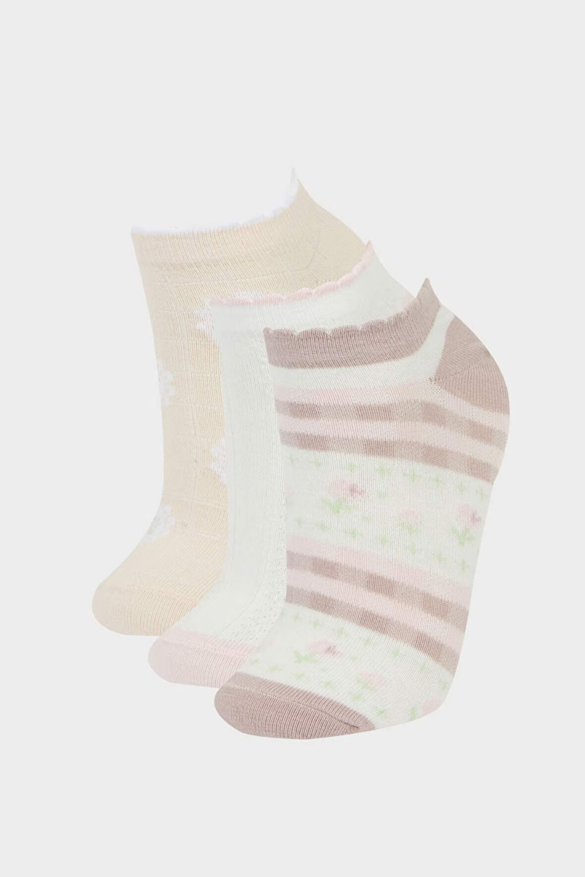 Kadın 3'lü Pamuklu Patik Çorap