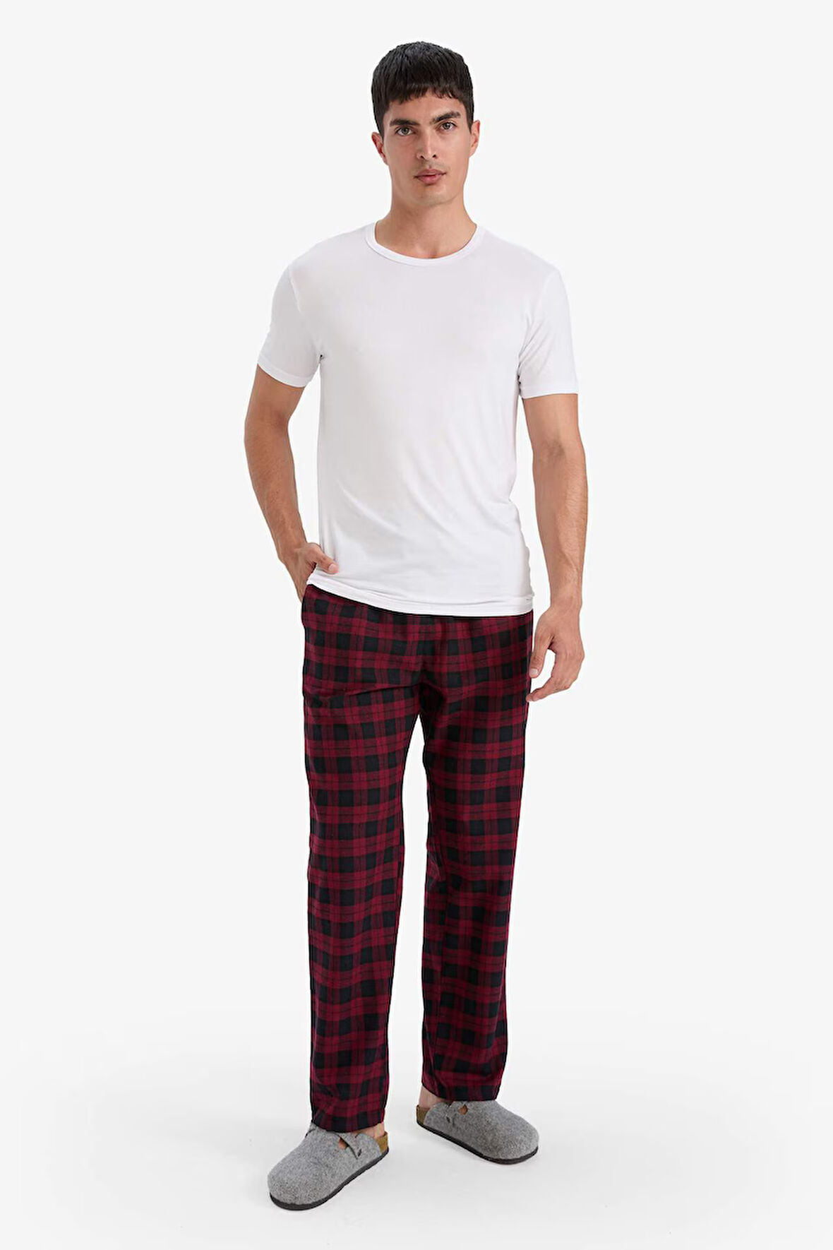 Regular Fit Cepli Uzun Kareli Pijama Altı