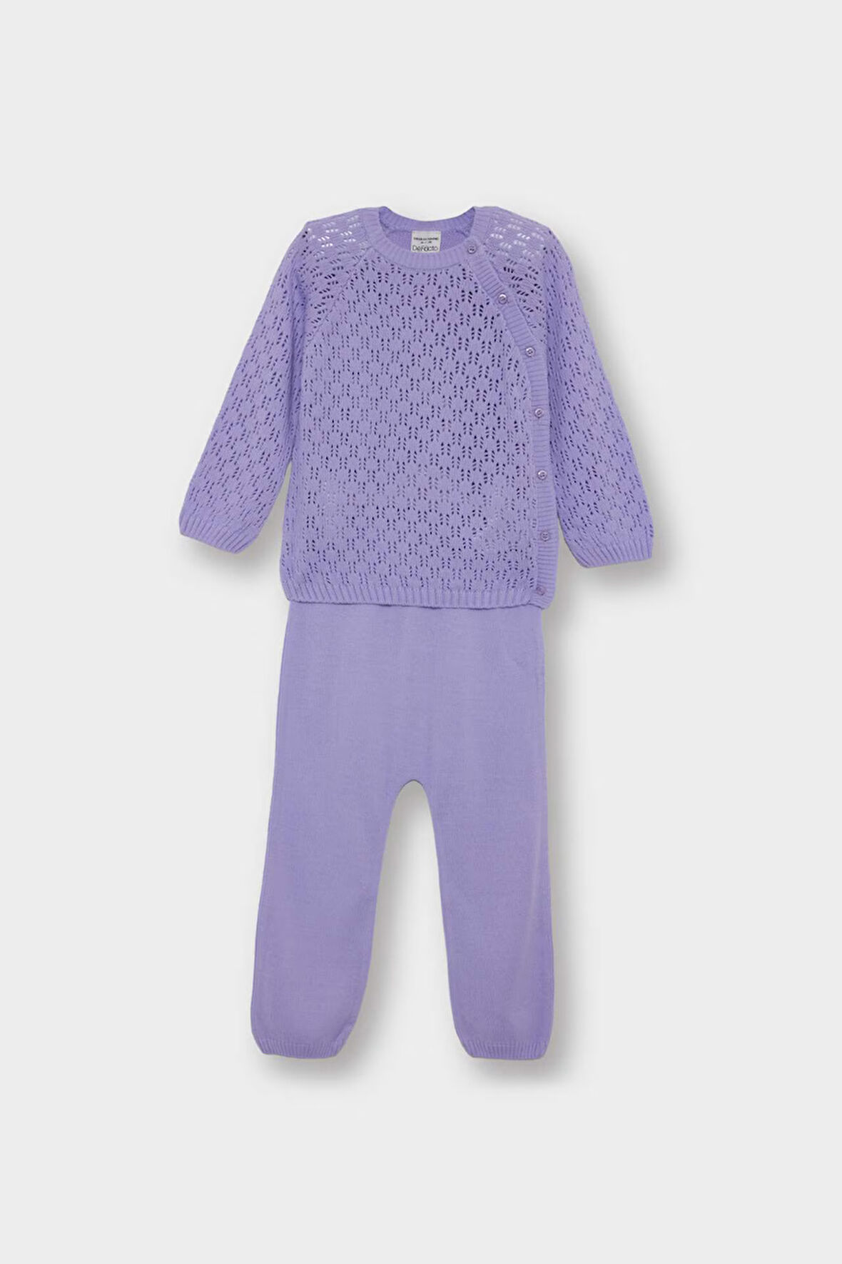 Kız Bebek 2'li Takım Ajurlu Triko Kazak Alt