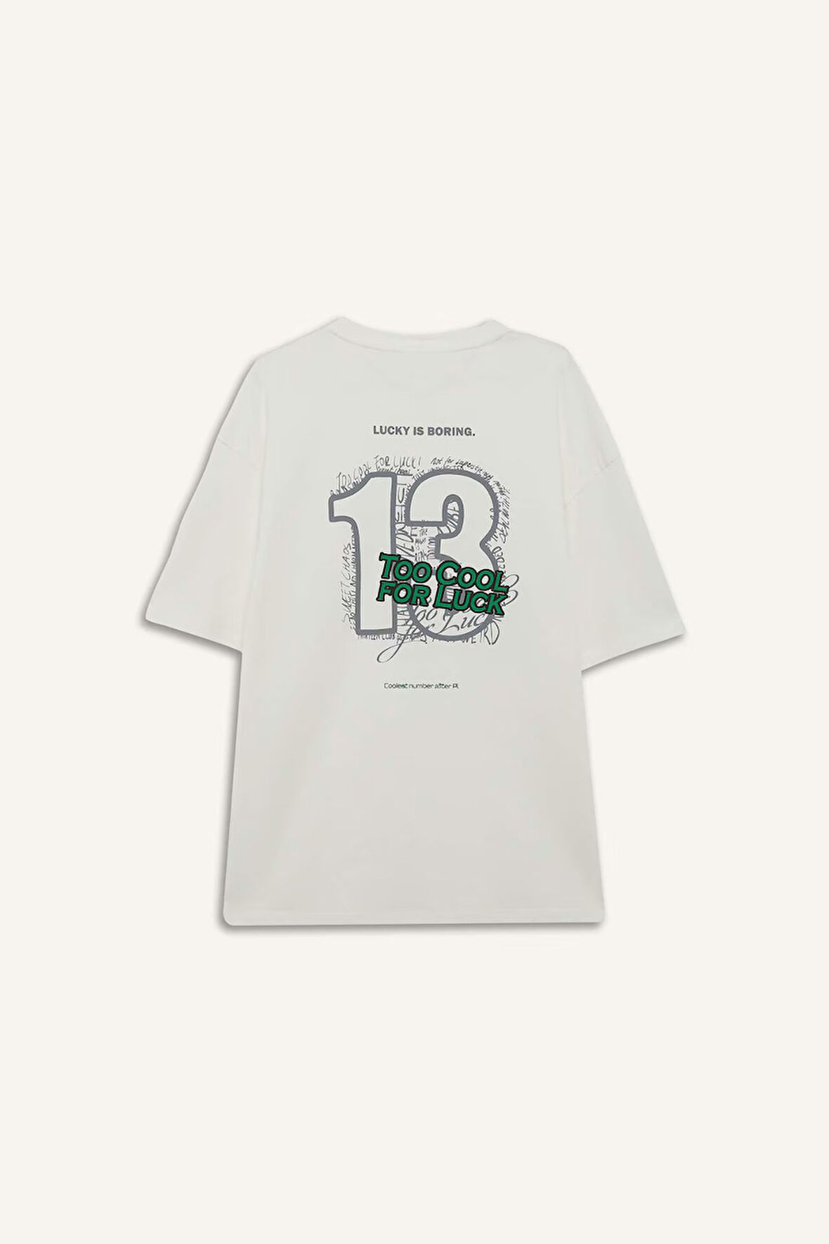 Boxy Fit Bisiklet Yaka Baskılı Kısa Kollu Tişört