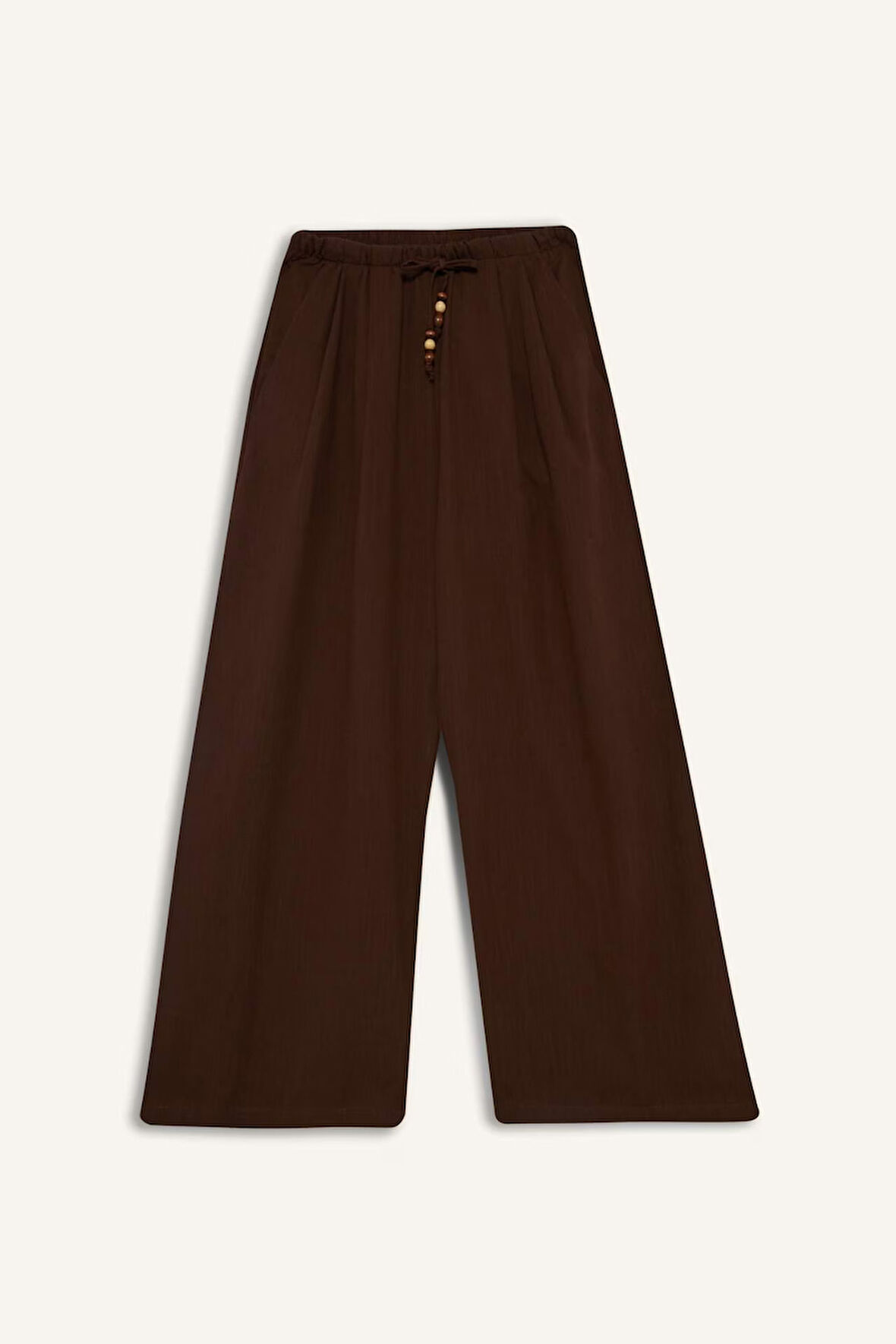 Wide Leg Cep Detaylı Geniş Paça Keten Karışımlı Pantolon