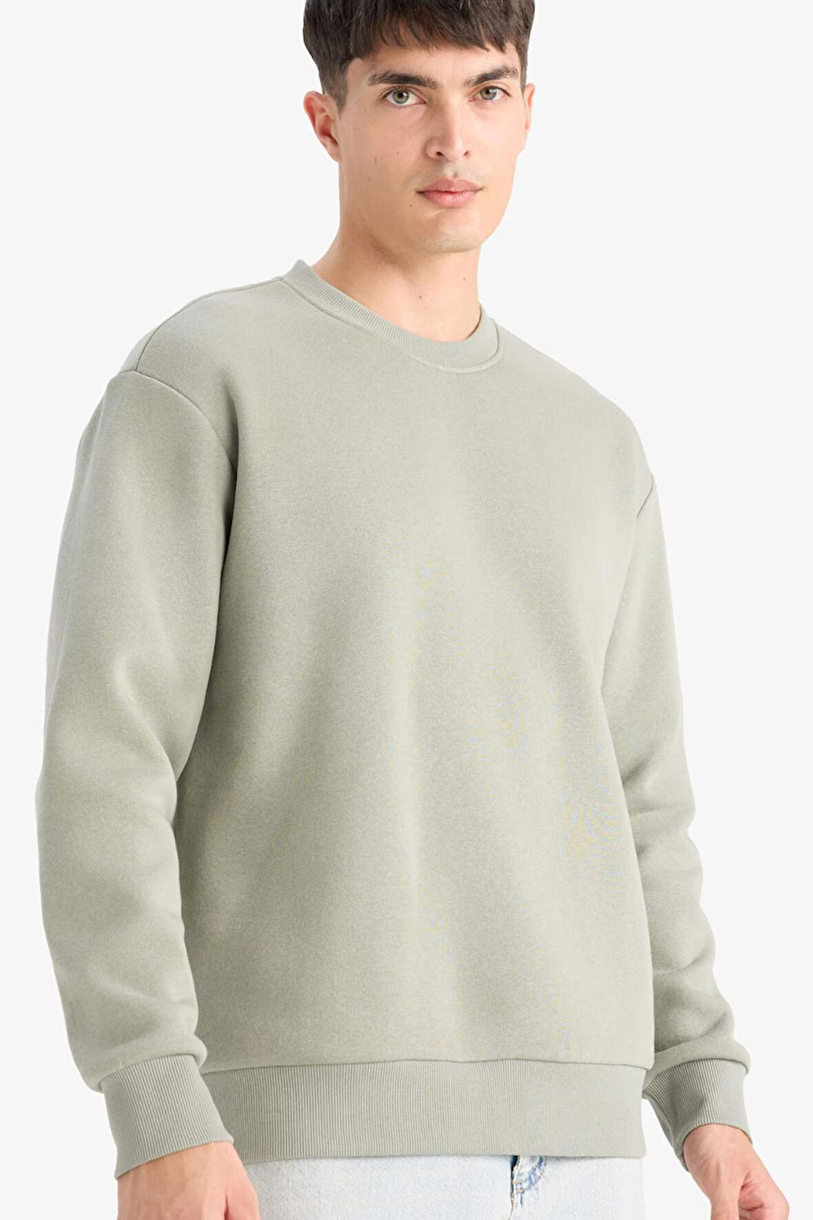 Relax Fit Bisiklet Yaka Kalın İçi Yumuşak Tüylü Basic Düz Sweatshirt
