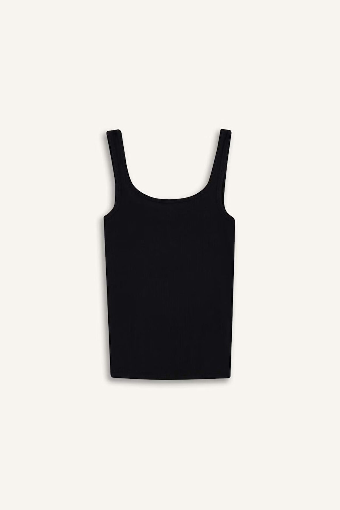 Slim Fit Dar Kesim Basic Düz Yuvarlak Yaka Fitilli Kaşkorse Atlet