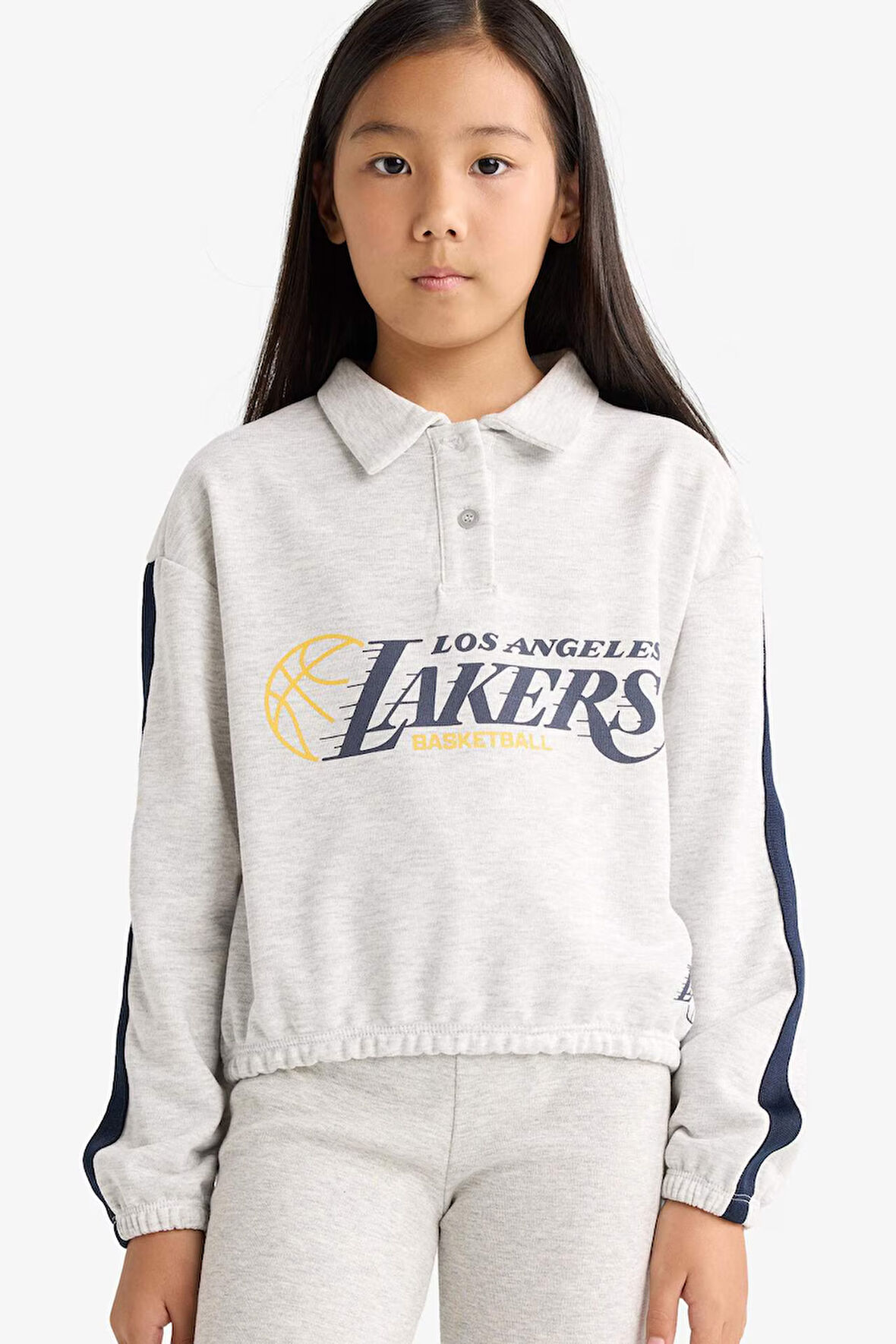 Kız Çocuk NBA Los Angeles Lakers Relax Fit Polo Yaka Sweatshirt