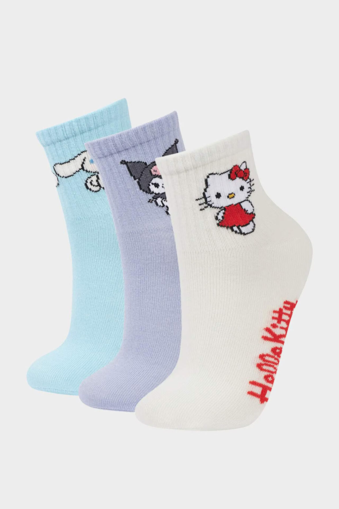 Kız Çocuk Hello Kitty 3'lü Pamuklu Uzun Çorap