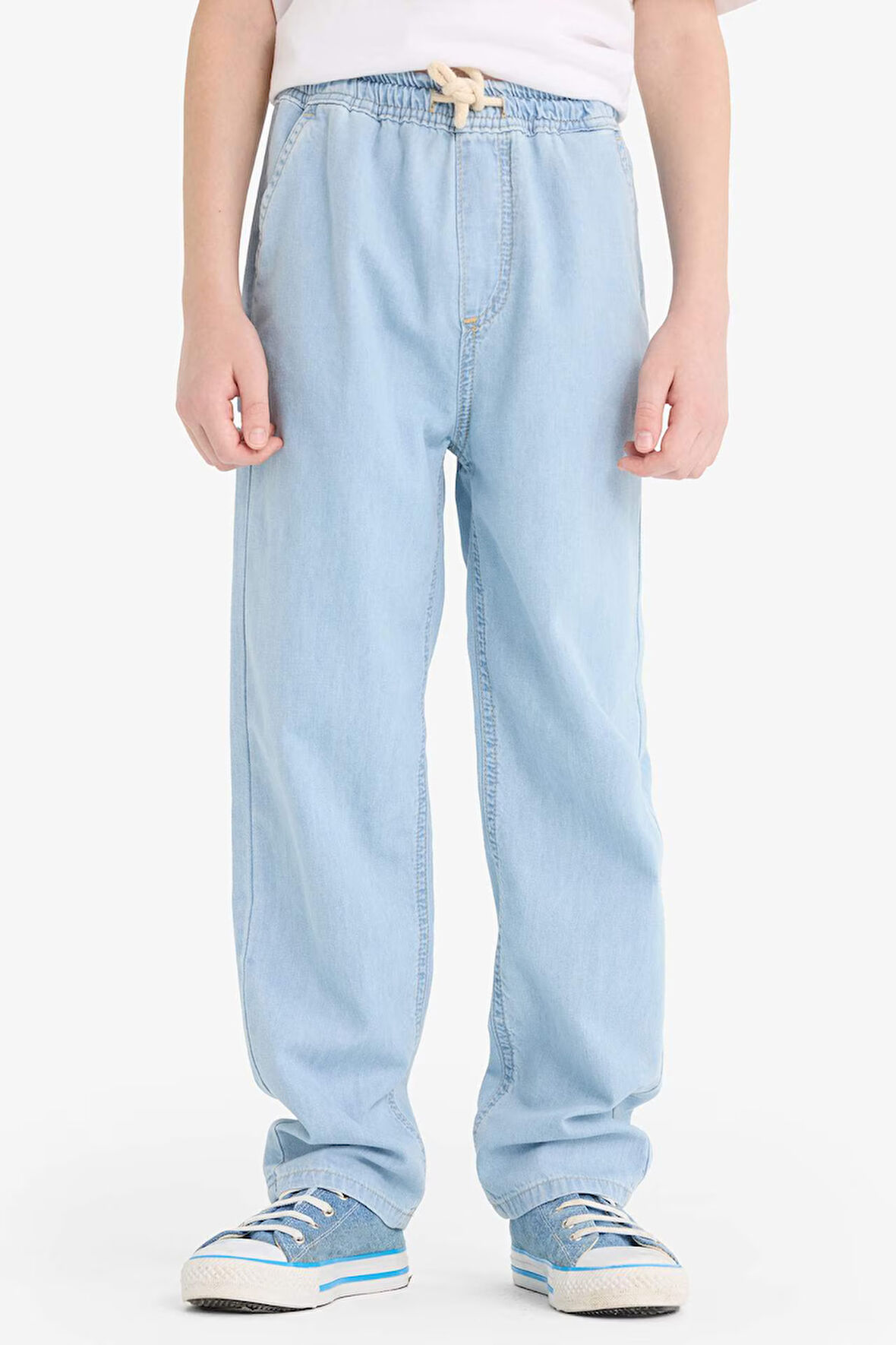 Erkek Çocuk Esnek Belli Düz Paça Jean Pantolon
