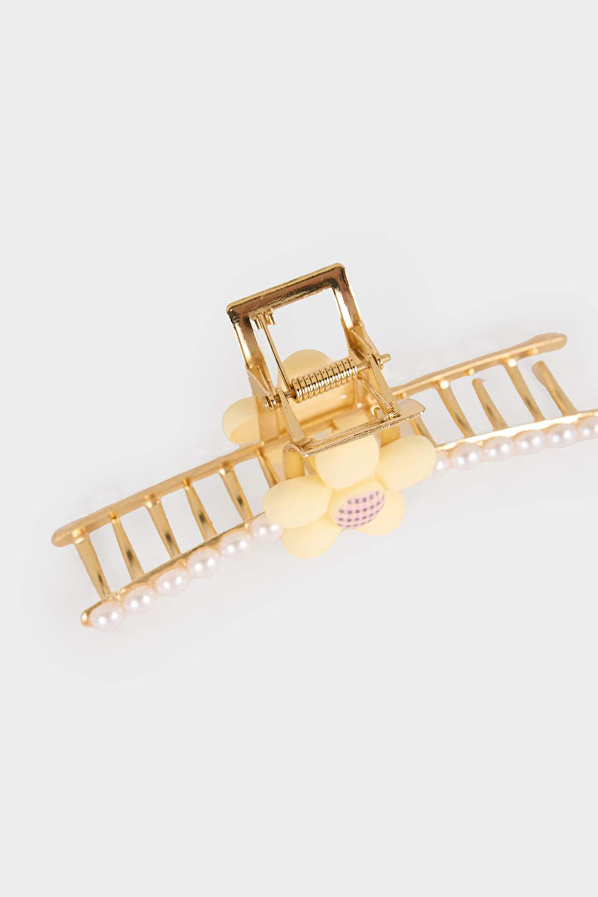 Kadın Çiçek Desenli Gold Mandal Toka