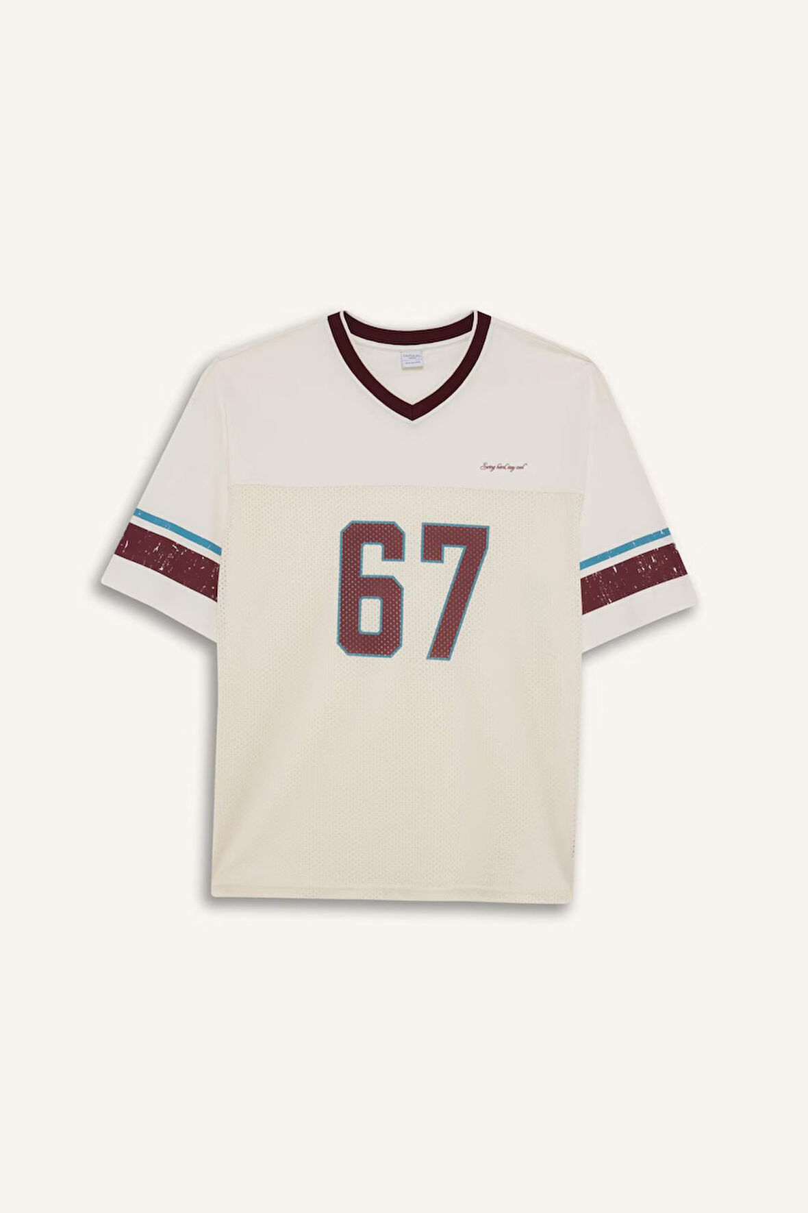 Boxy Fit Bisiklet Yaka Baskılı Kısa Kollu Tişört