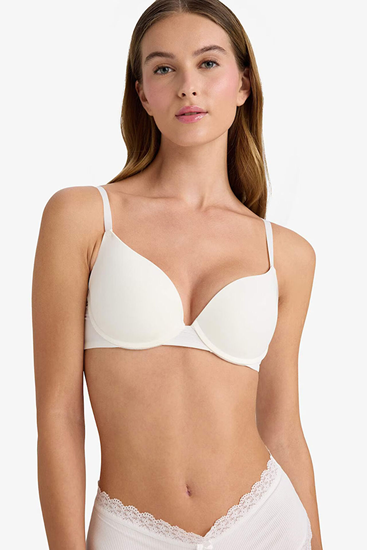 Push Up Micro Kaplı Yarım Dolgulu Balenli Tişört Bra Fall in Love