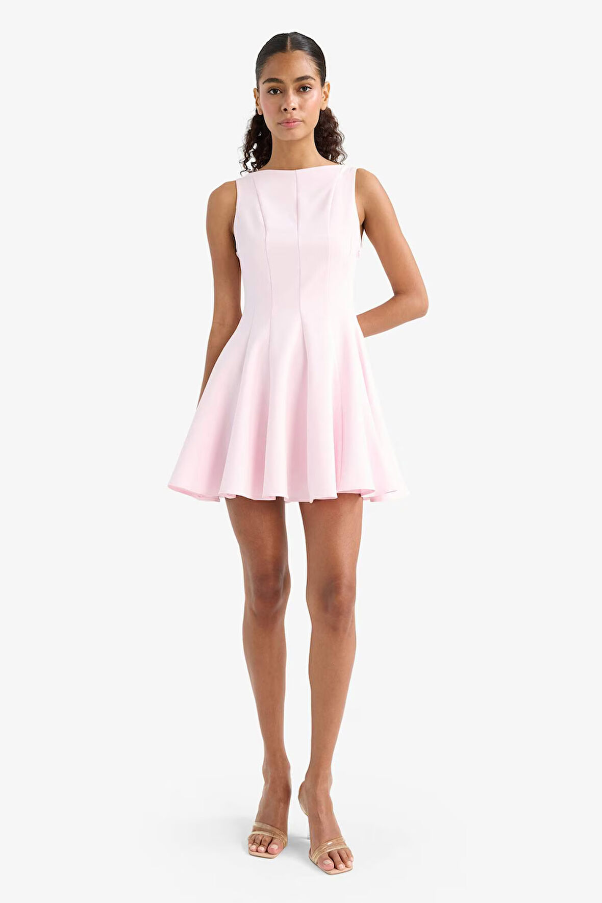 Kayık Yaka Kolsuz Mini Elbise