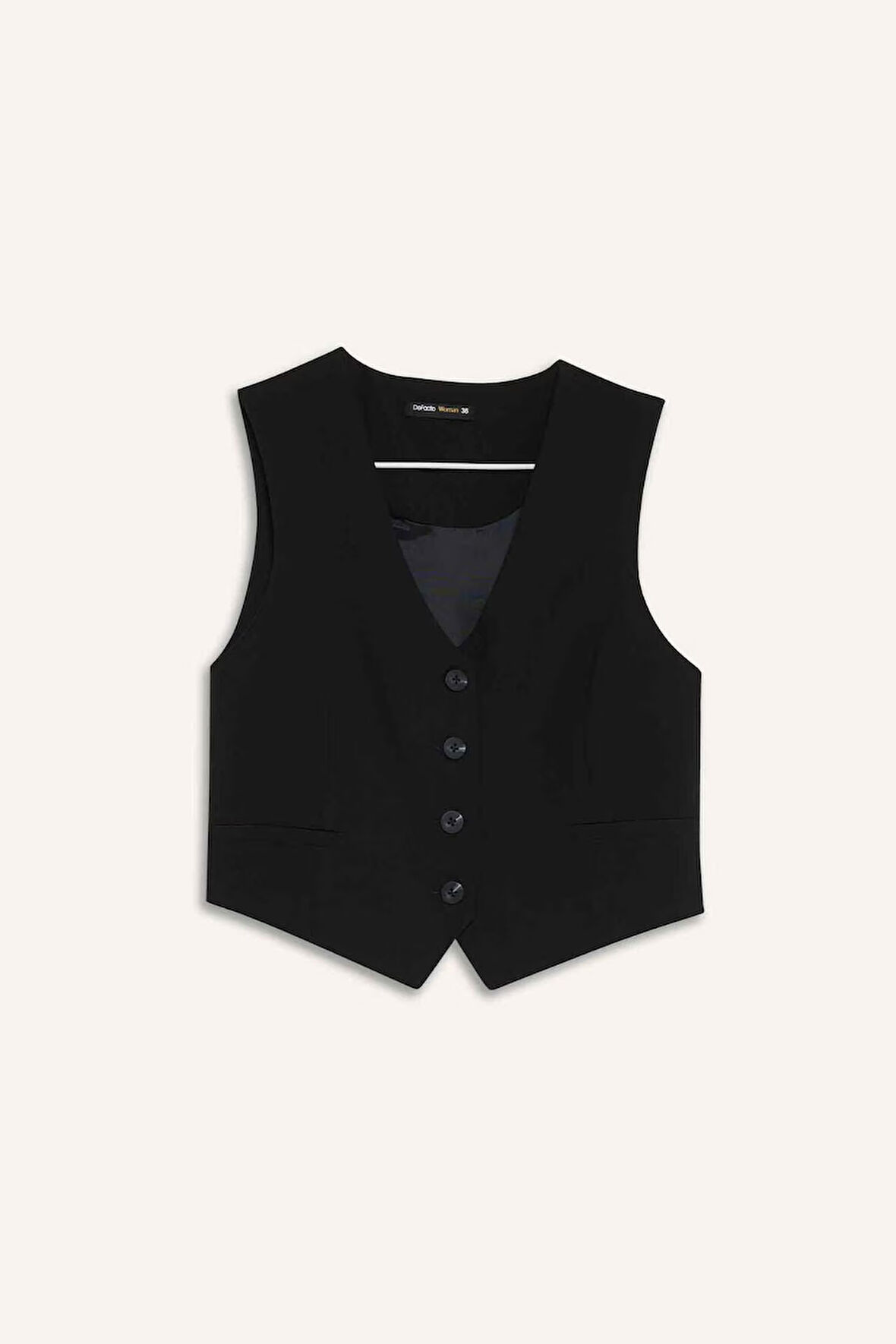 V Yaka Düğmeli Blazer Yelek